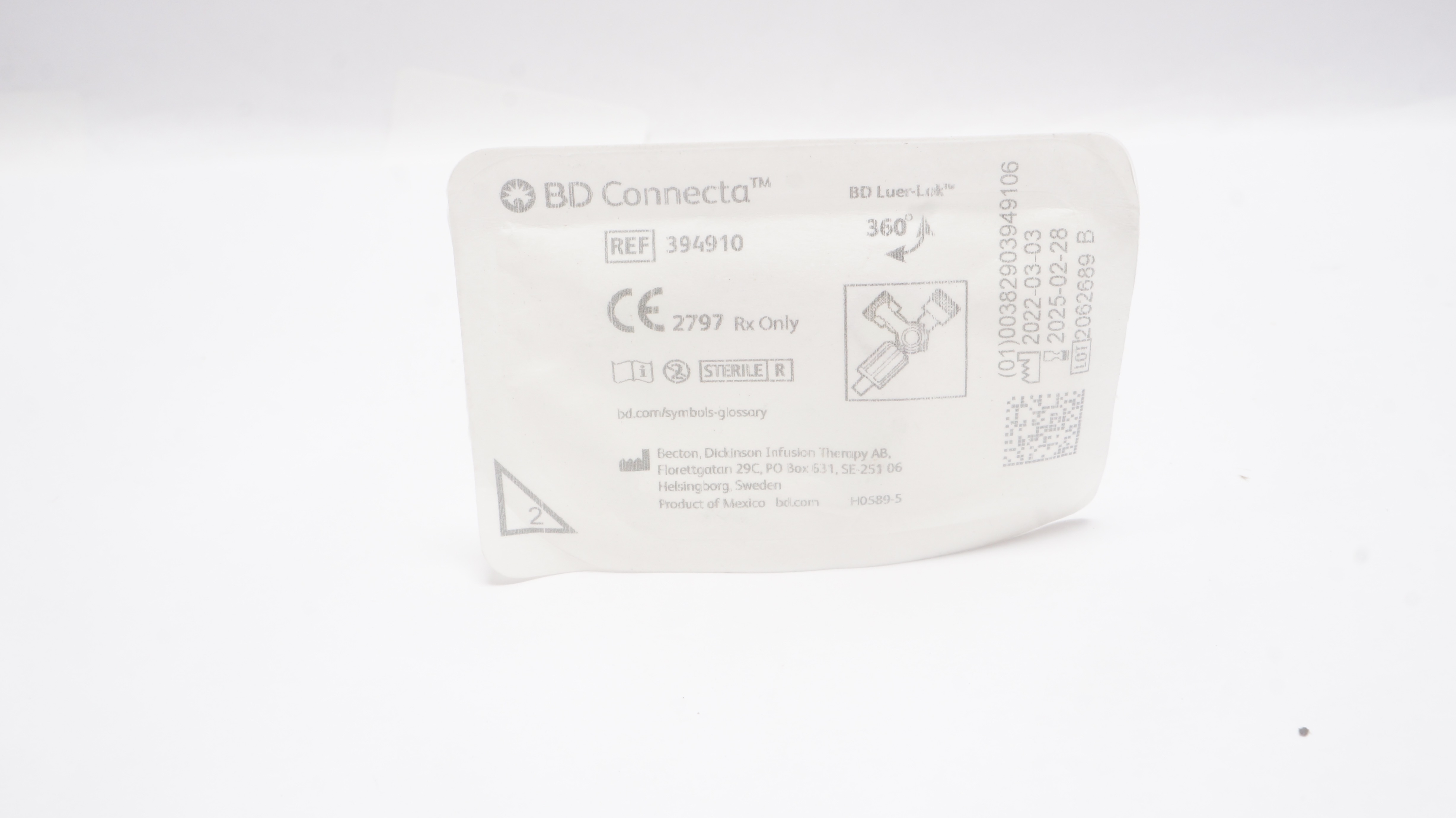 BD 394910 Connecta Becton Luer-Lok 360 degree