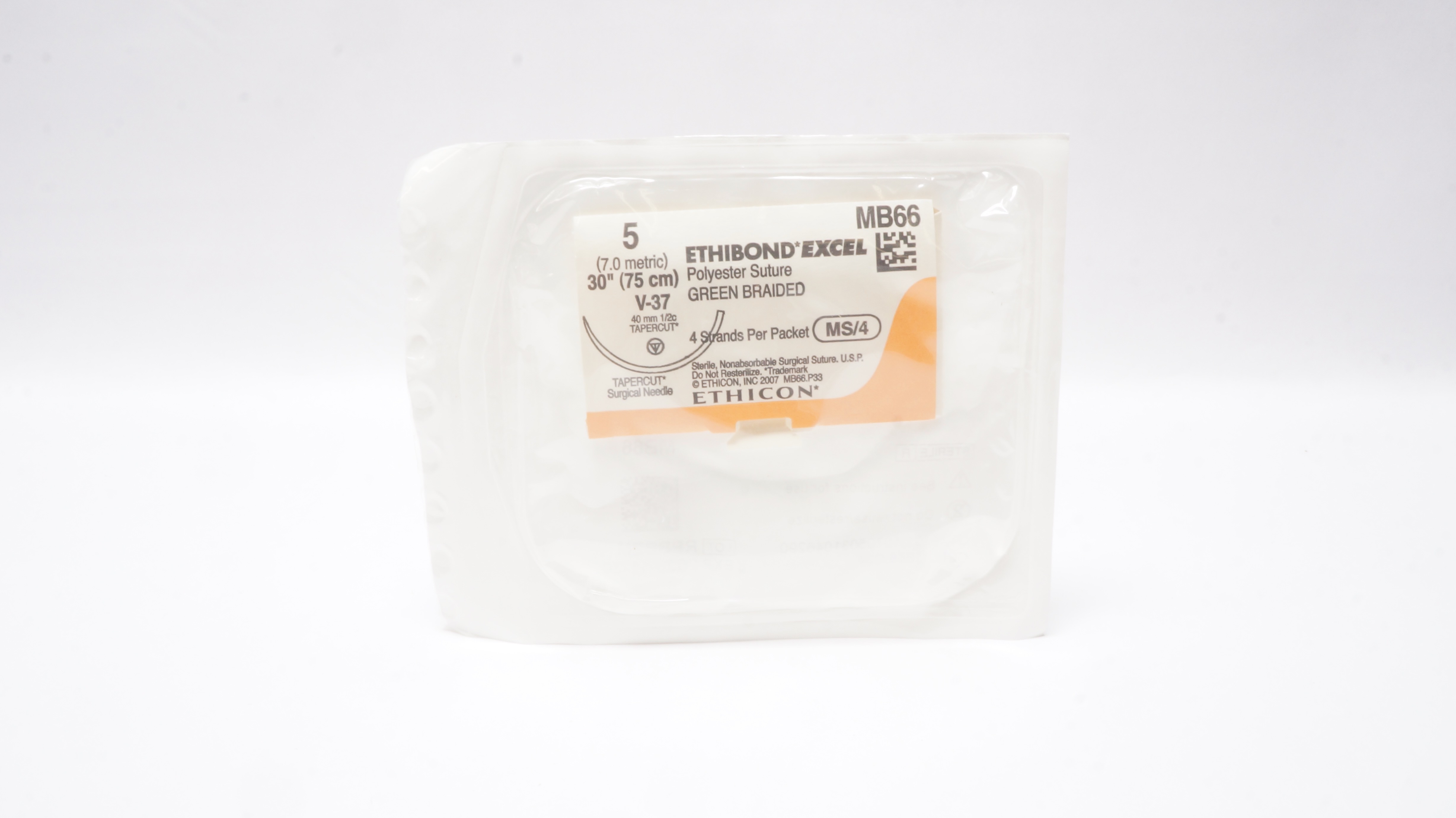 Ethicon MB66 5 Ethibond Excel Polyester Stre V-37 40mm 1/2c Tapercut, 30inch