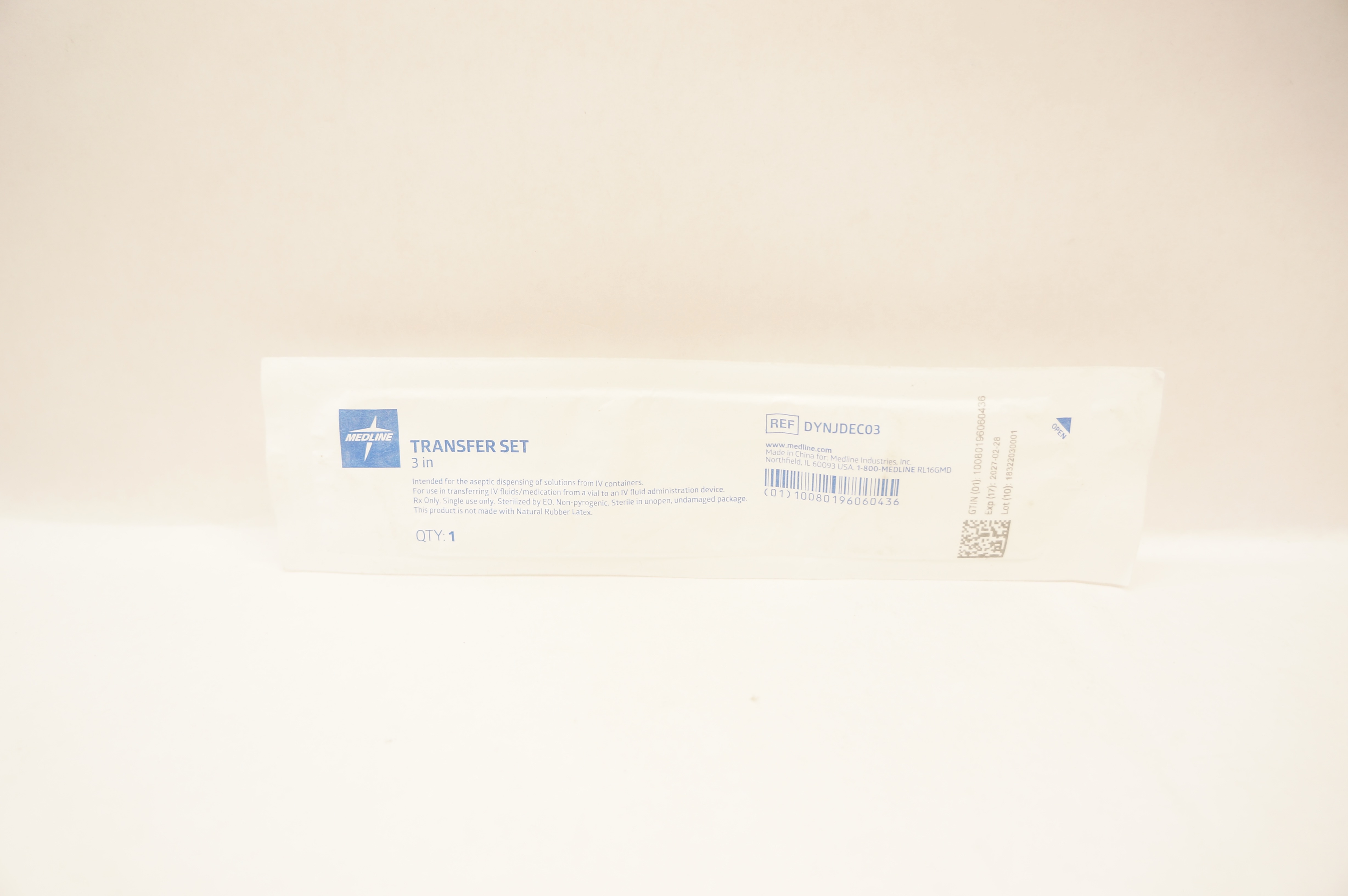 Medline DYNJDEC03 Transfer Set 3 inch