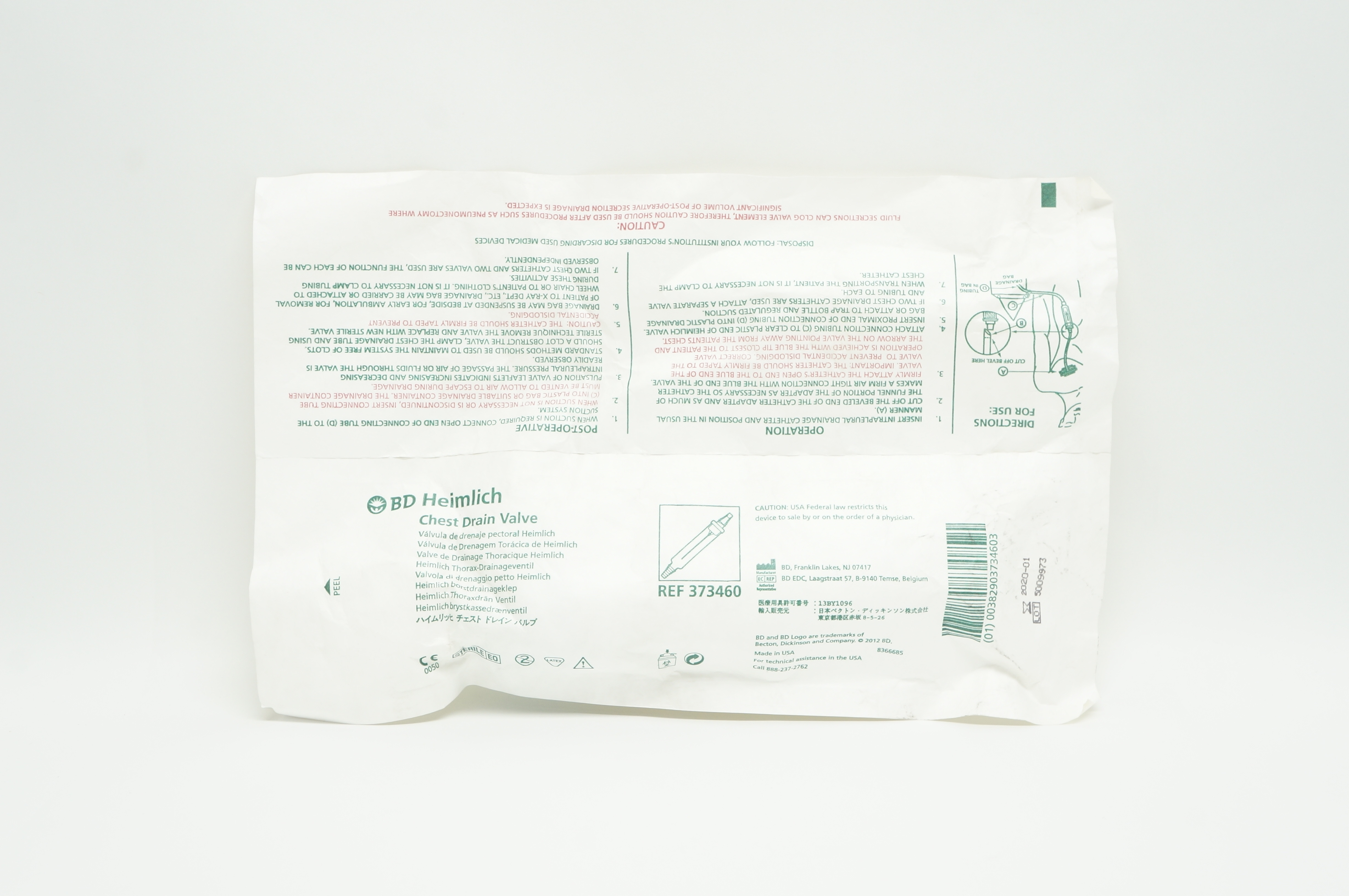 BD 373460 Heimlich Chest Drain Valve (x)