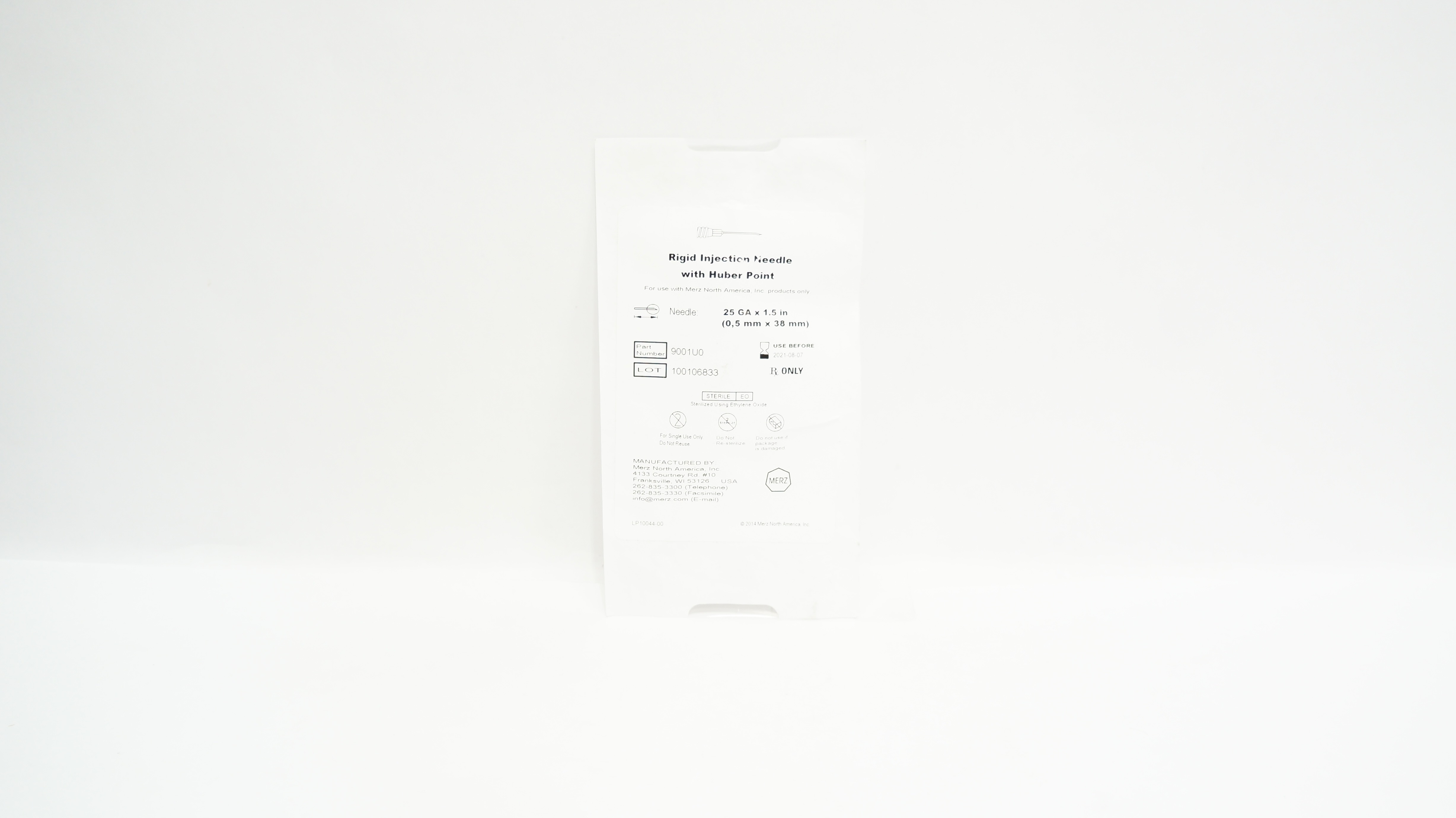 Merz 9001U0 Rigid Injection Ndle with Huber Point 25GA x 1.5inch (x)