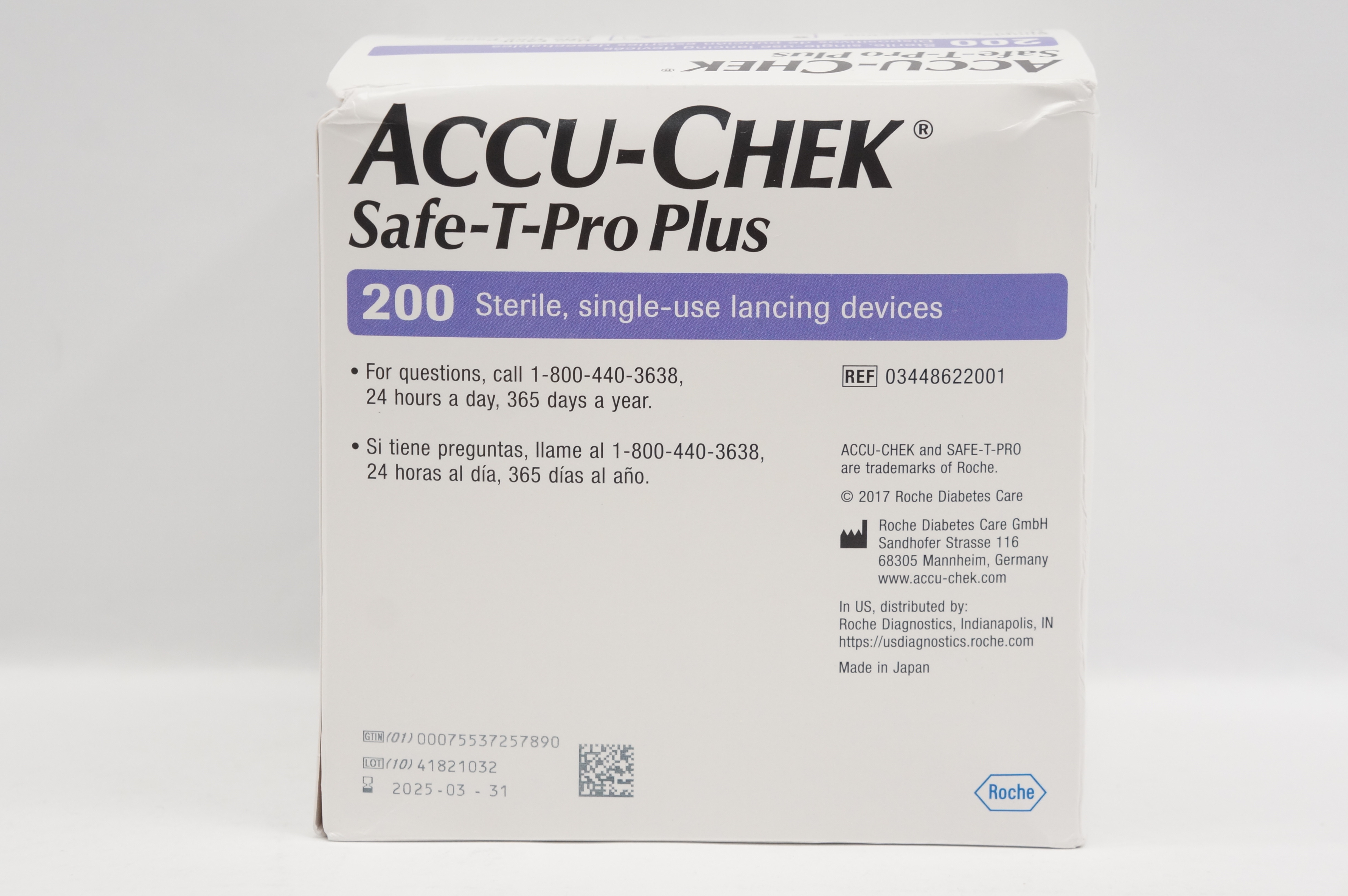 Accu-Chek 03448622001 Roche Diabetes Care Safe-T-Pro Plus - Box of 200
