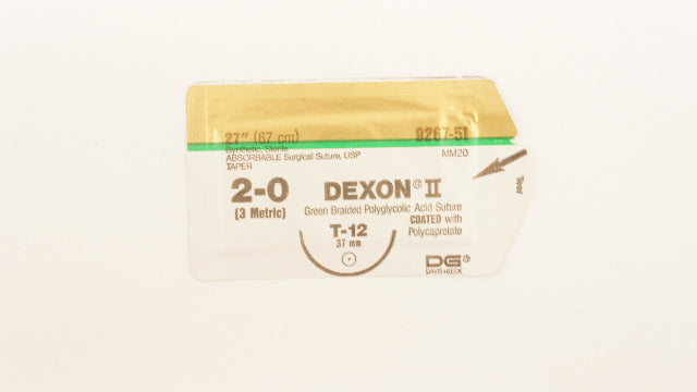 Davis+Geck 9267-51 2-0 DEXON II Polyglycolic Acid Stre T-12 37mm, 27inch