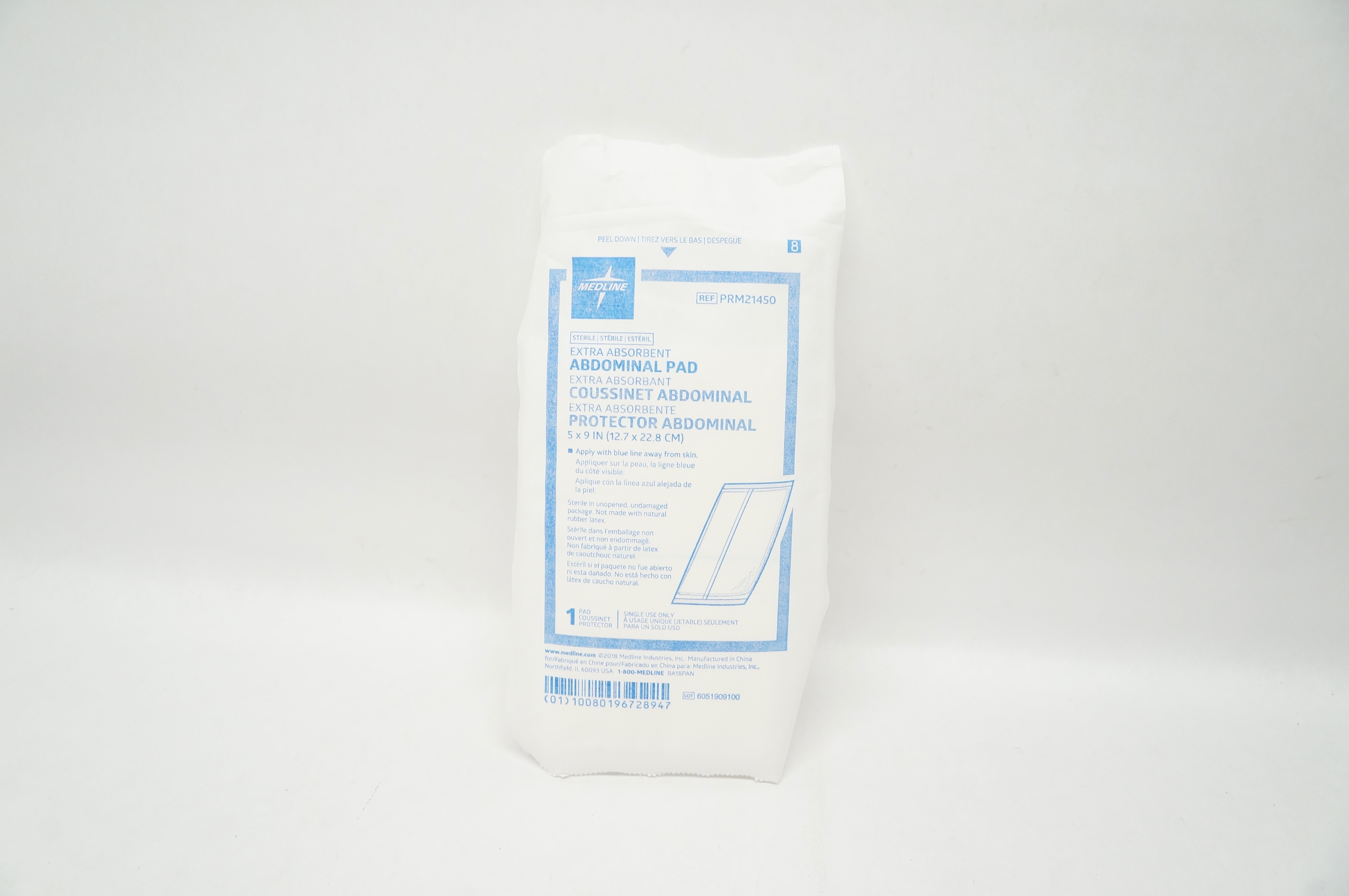 Medline PRM21450 Extra Absorbent Abdominal Pad 5inch x 9inch
