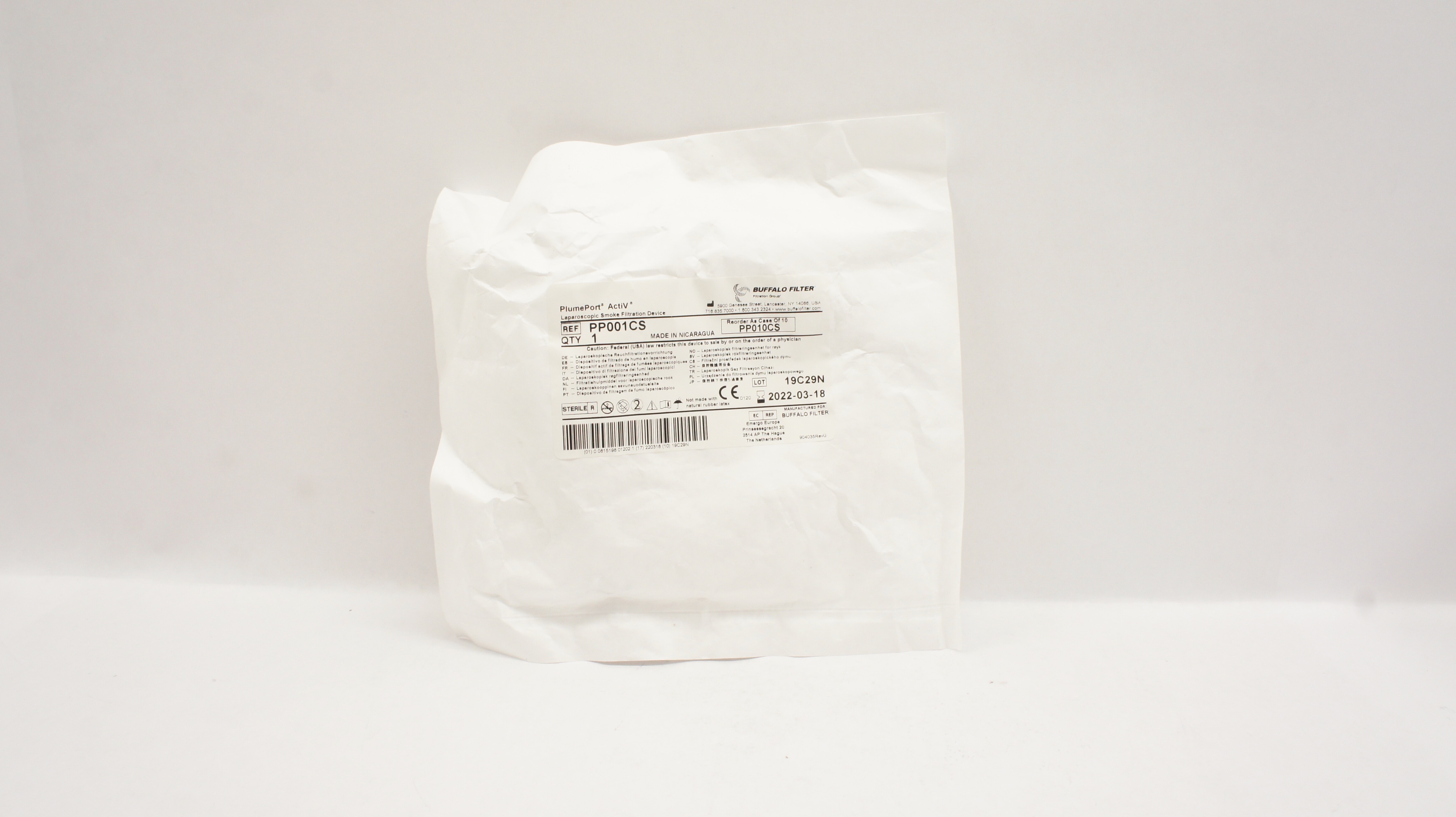 Buffalo Filter PP001CS PlumePort ActiV Laparoscopic Smoke Filtration Device (x)