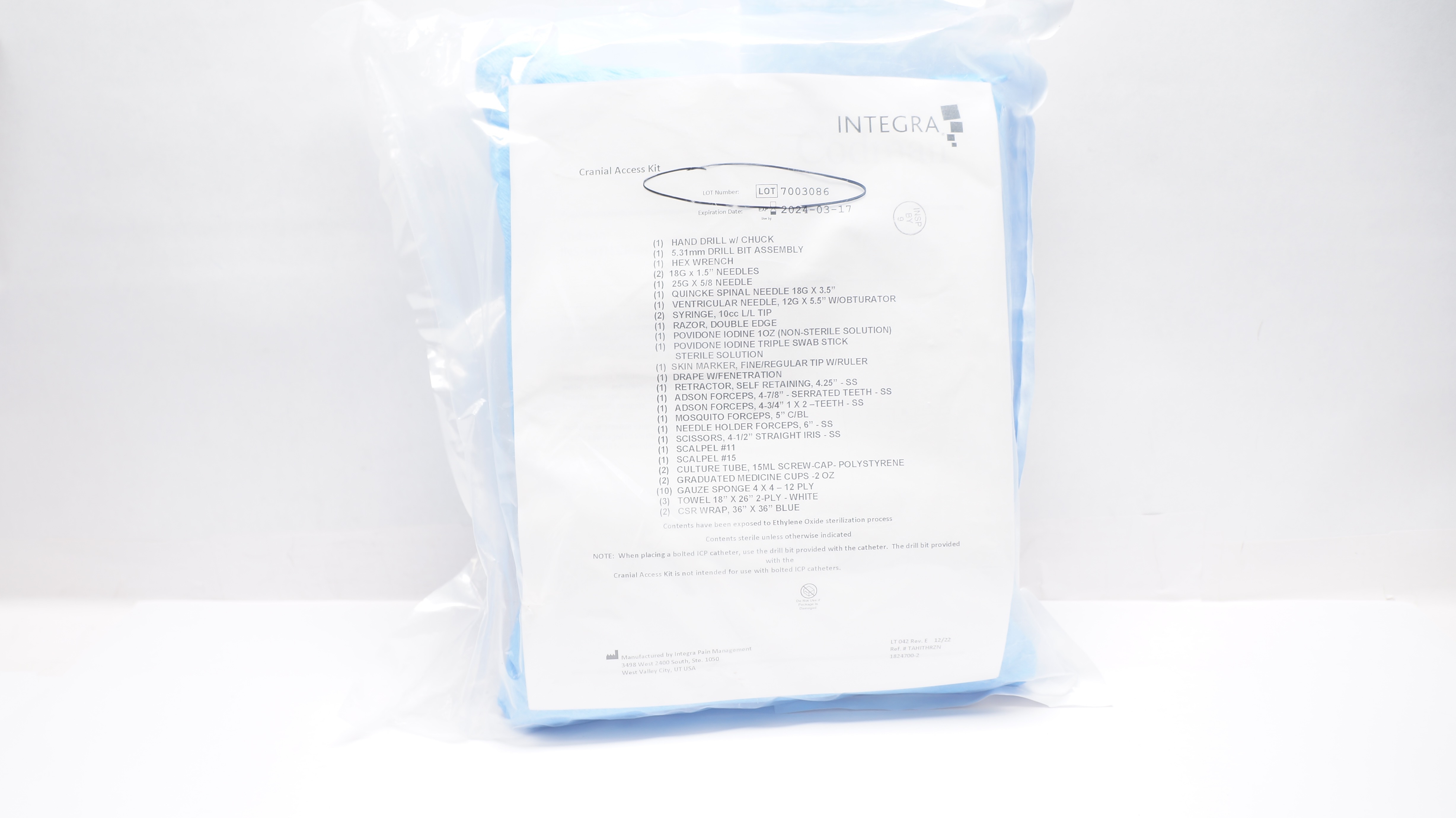 Integra TAHITHRZN Cranial Access Kit (x)