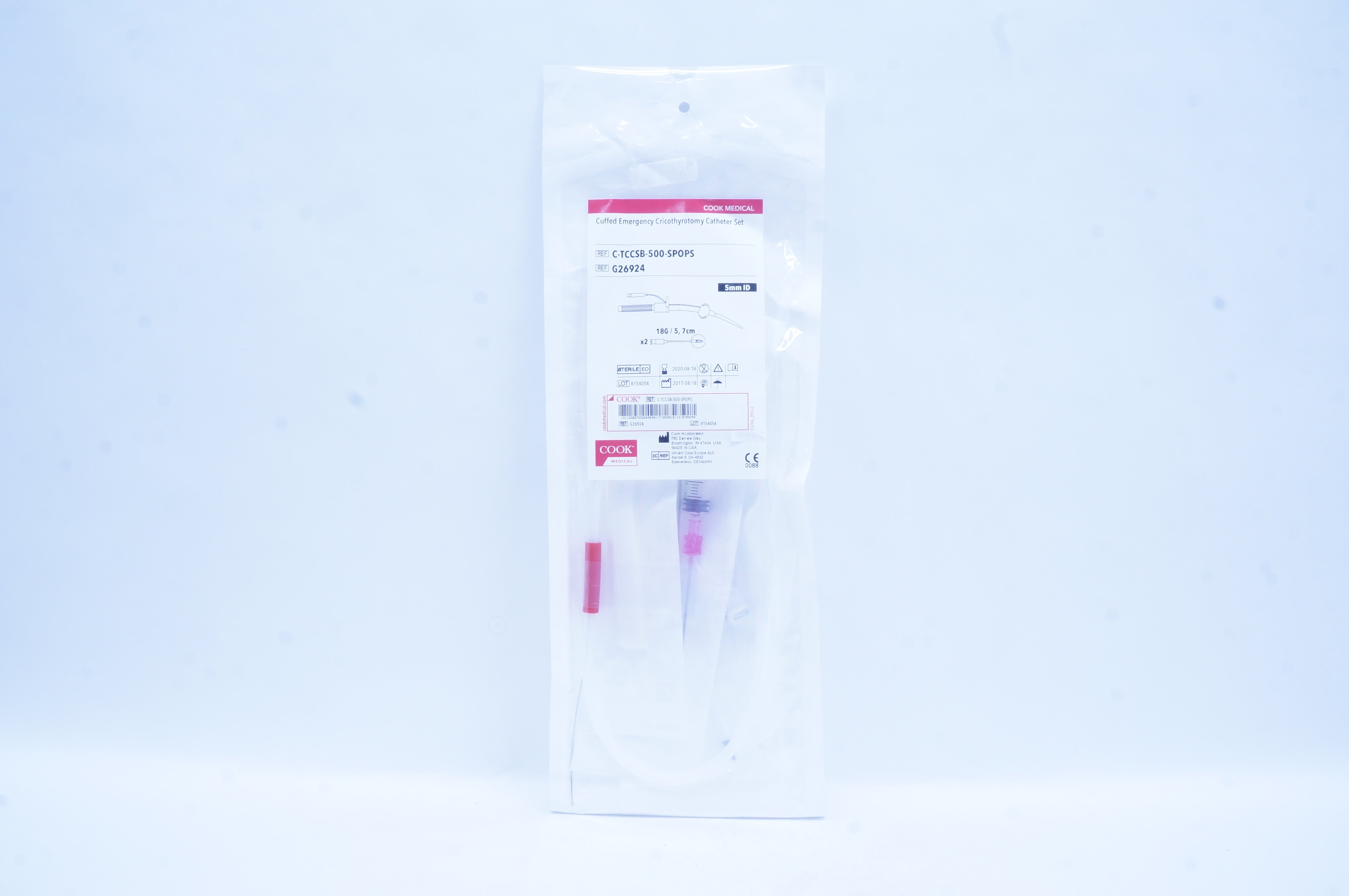 Cook Medical G26924 Cuffed Emergency Cricothyrotomy Cath. Set 18G x 5.7cm  (x)