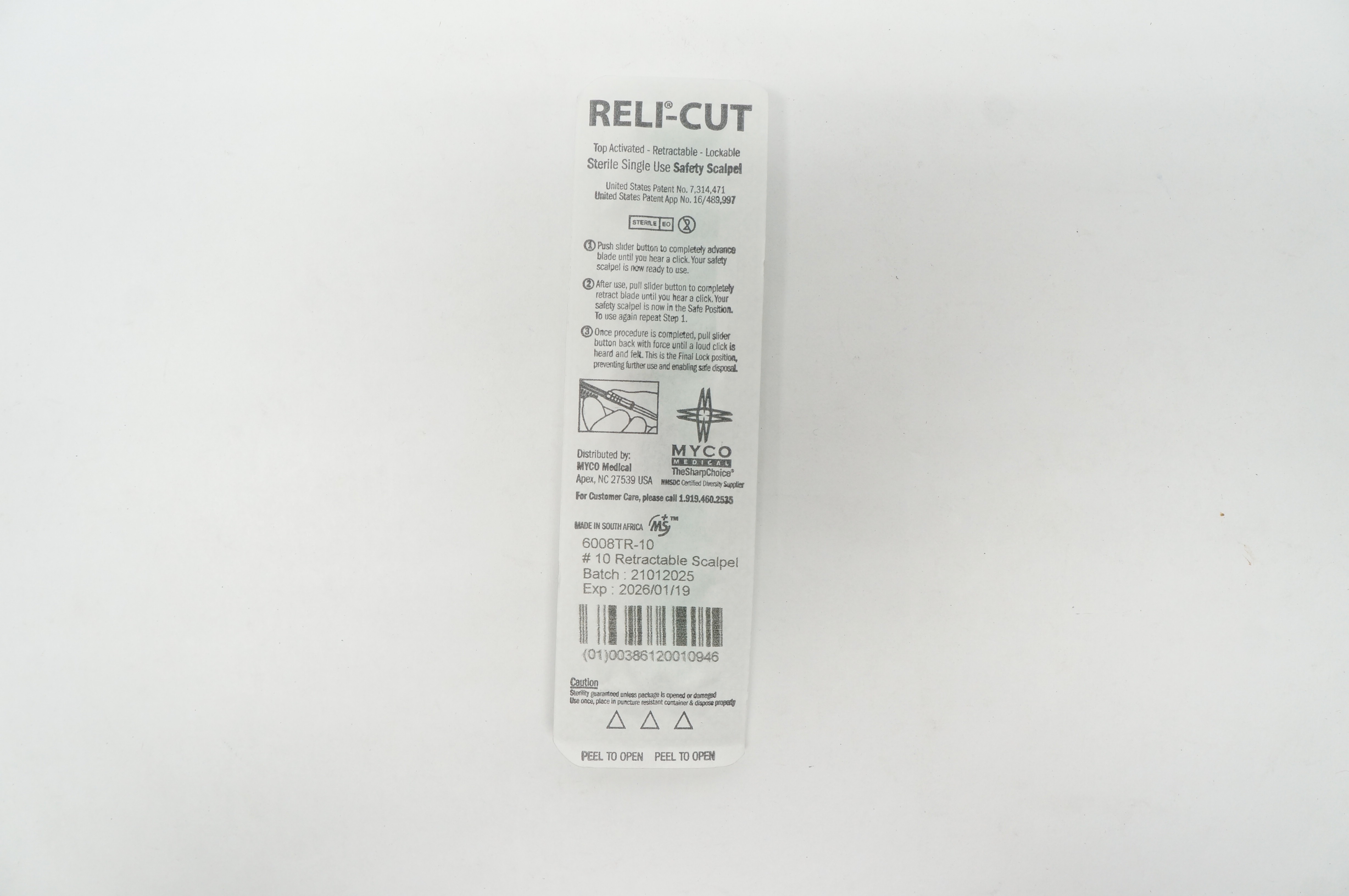 MYCO Medical 6008TR-10 Reli-Cut Retractable Safety Scalpel  #10
