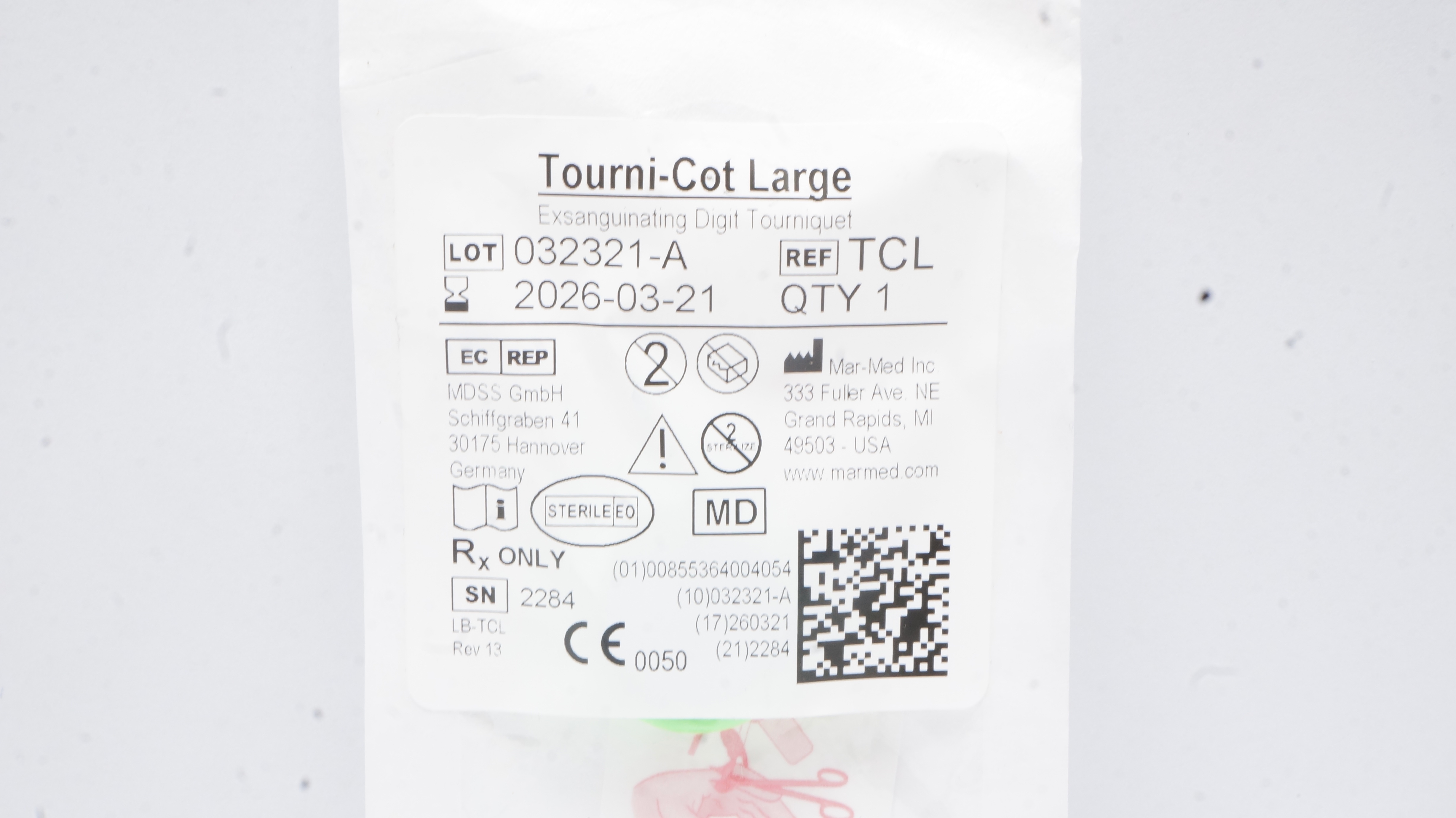 MAR-MED TCL Tourni-Cot, Exsanguinating Digit Tourniquet, Large