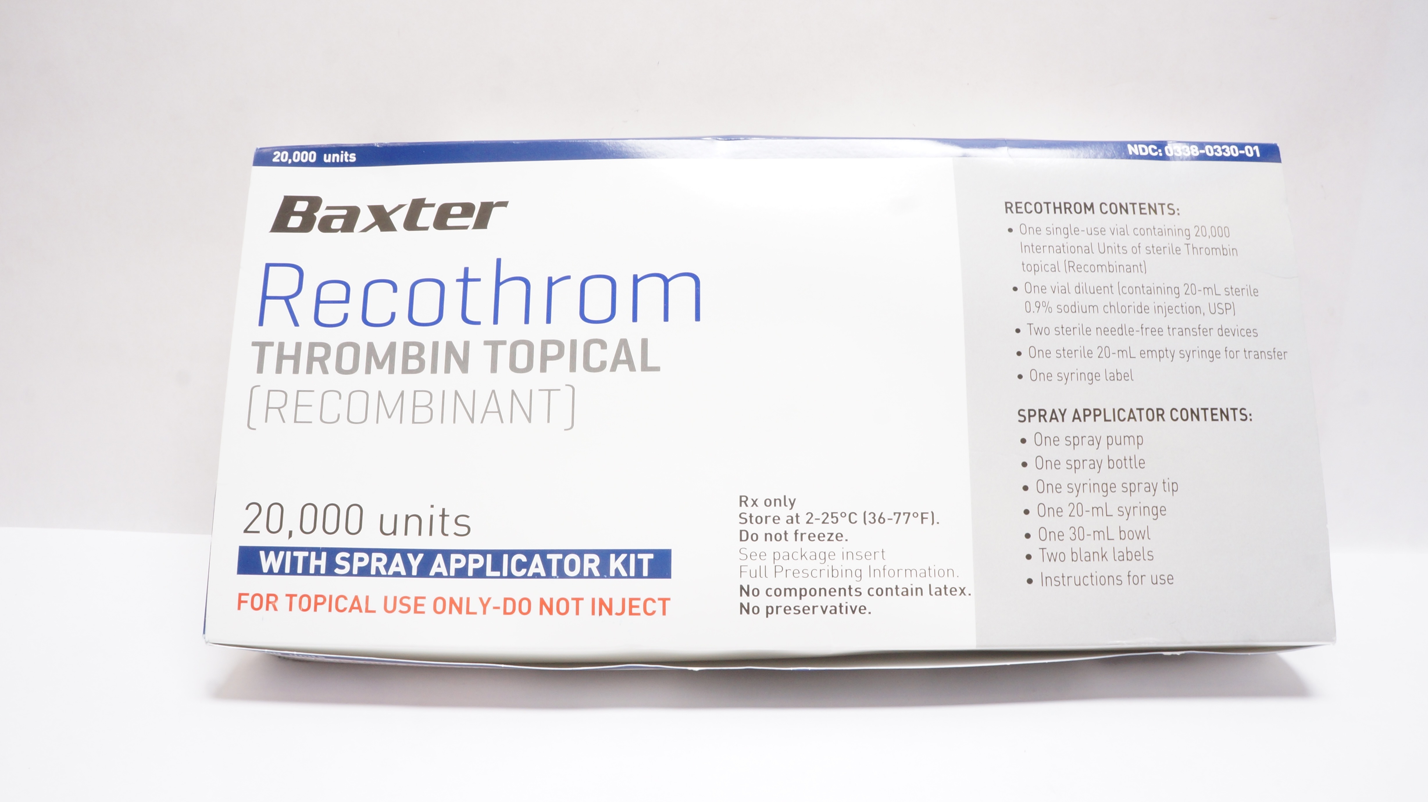 Baxter Recothrom Thrombin Topical (Recombinant) w/Applicator Kit 20.000 Units(x)