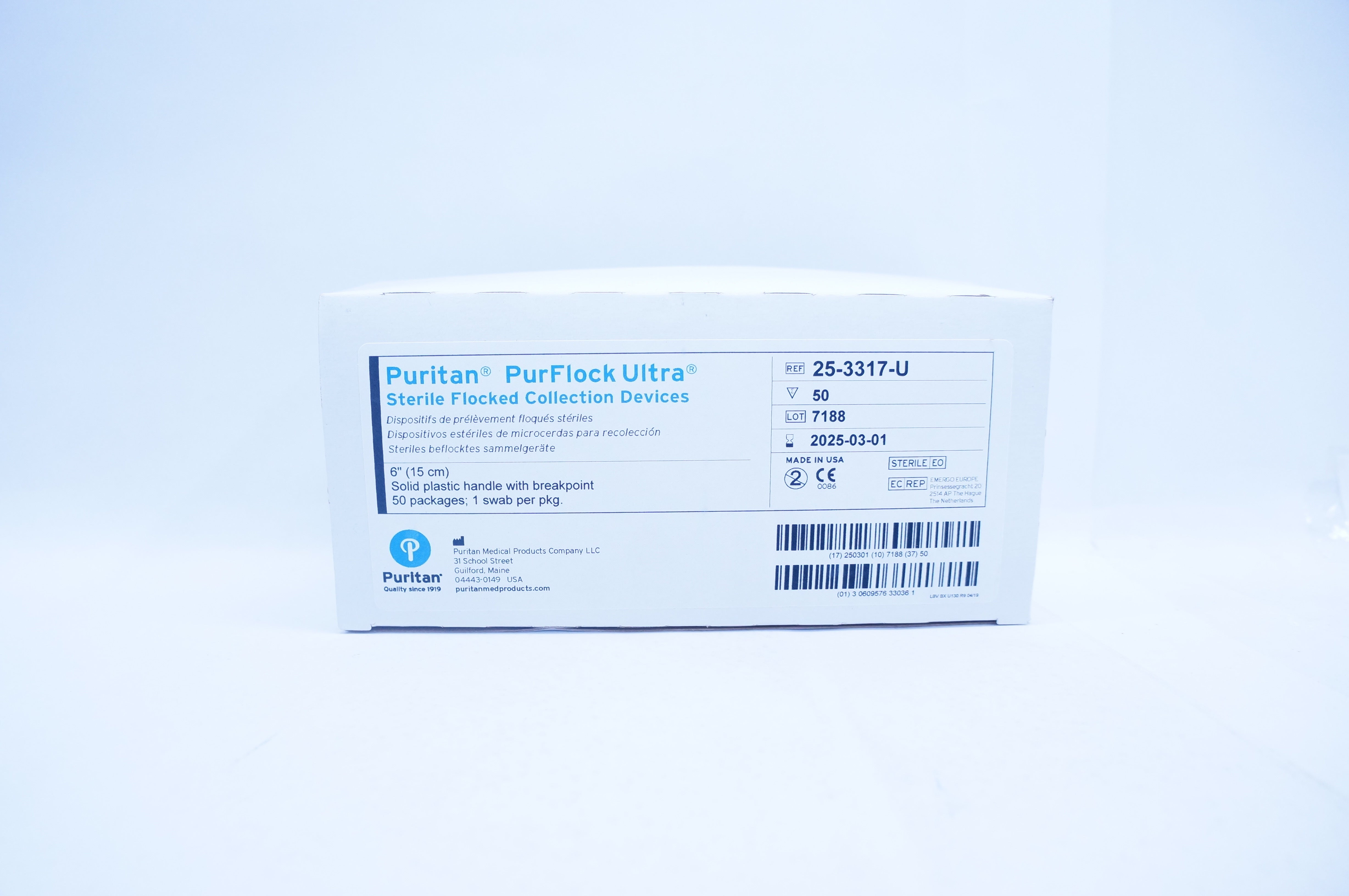 Puritan 25-3317-U PurFlock Ultra Flocked Collection Devices 6inch - Box of 50