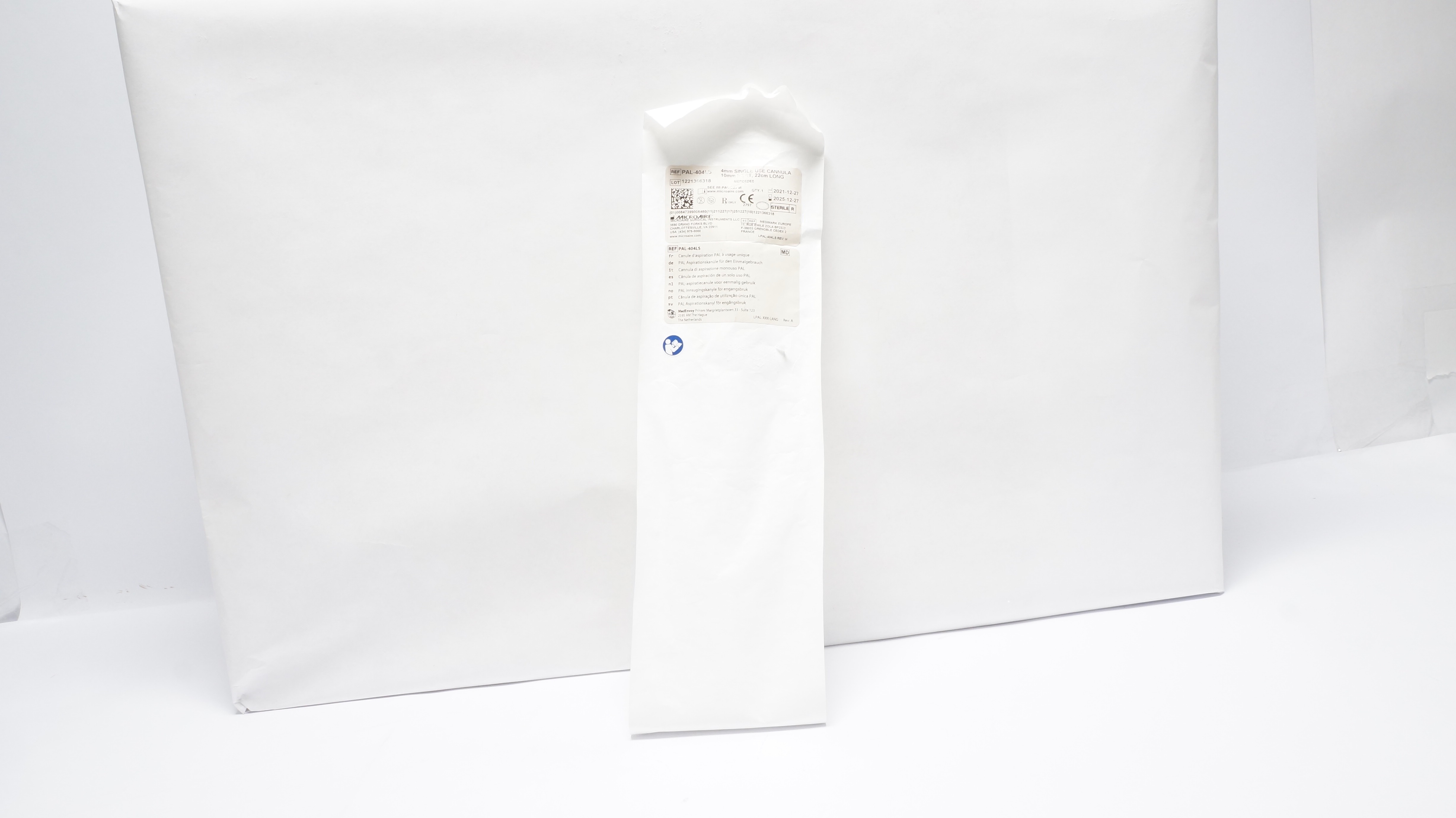 Microaire PAL-404LS 4.0mm Single Use Cannula 10mm Port 22cm Long