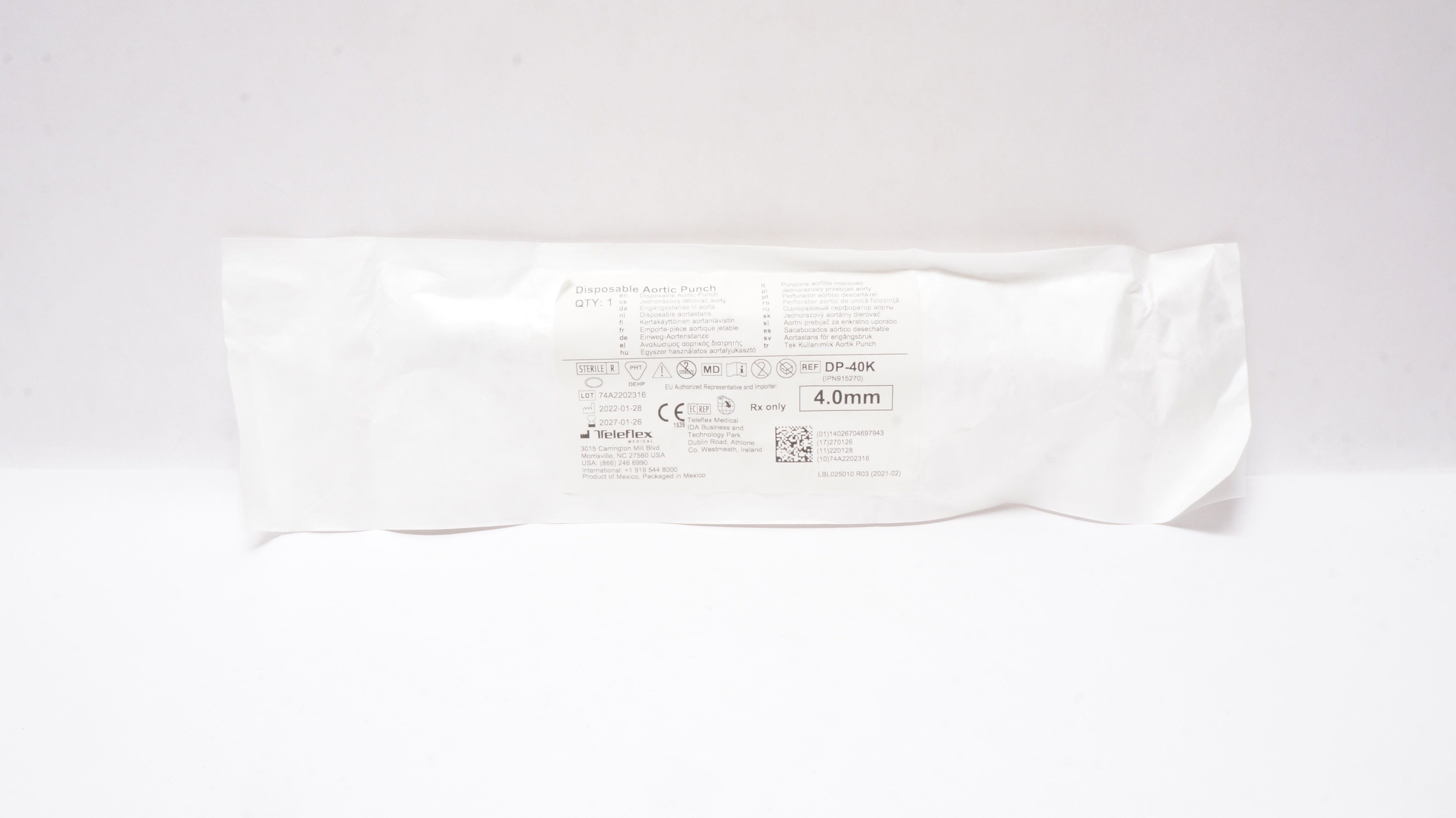 Teleflex DP-40K Disposable Aortic Punch 4.0mm