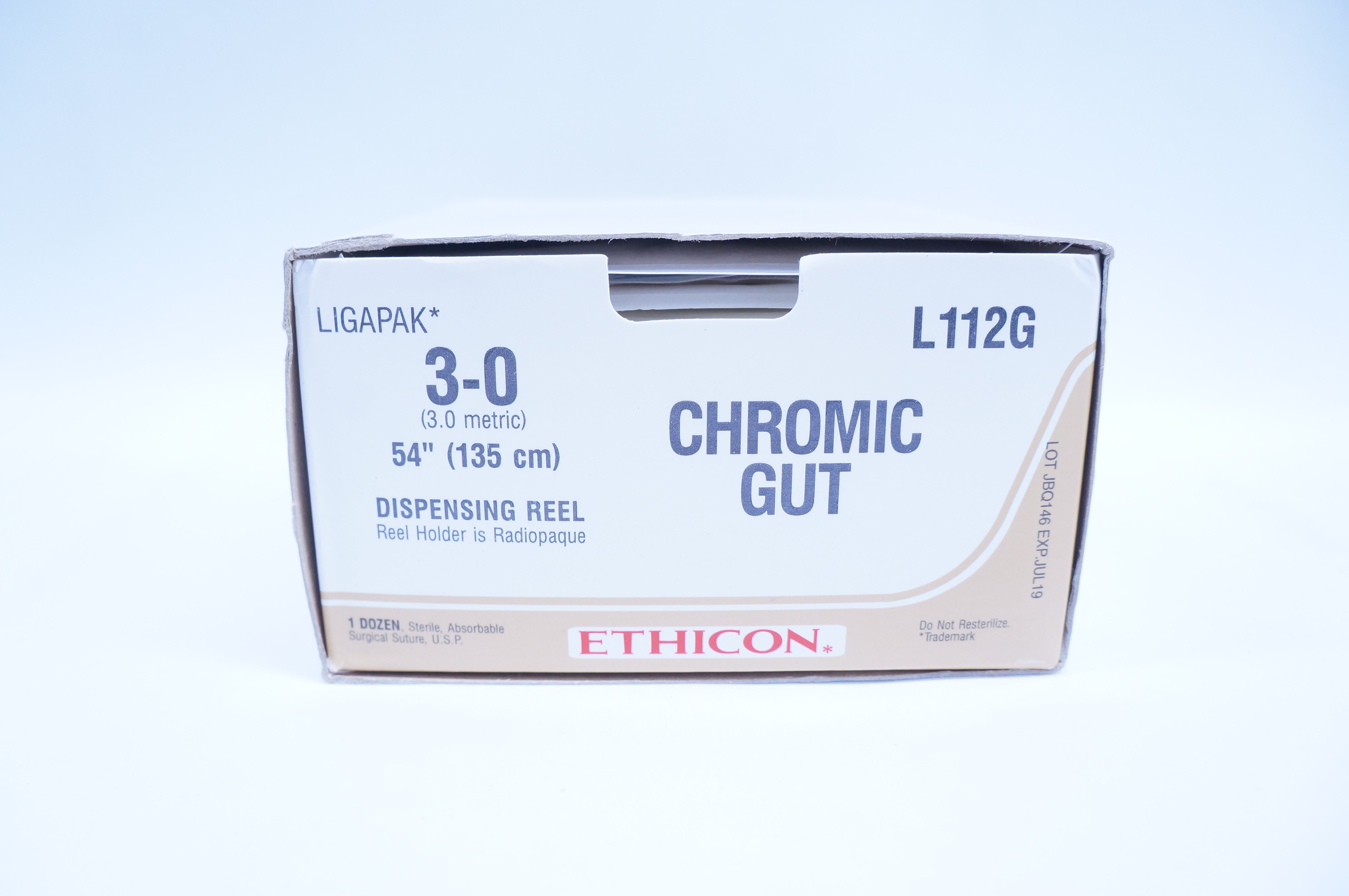 Ethicon L112G 3-0 Ligapak Chromic Gut, 54inch (x) - Box of 12