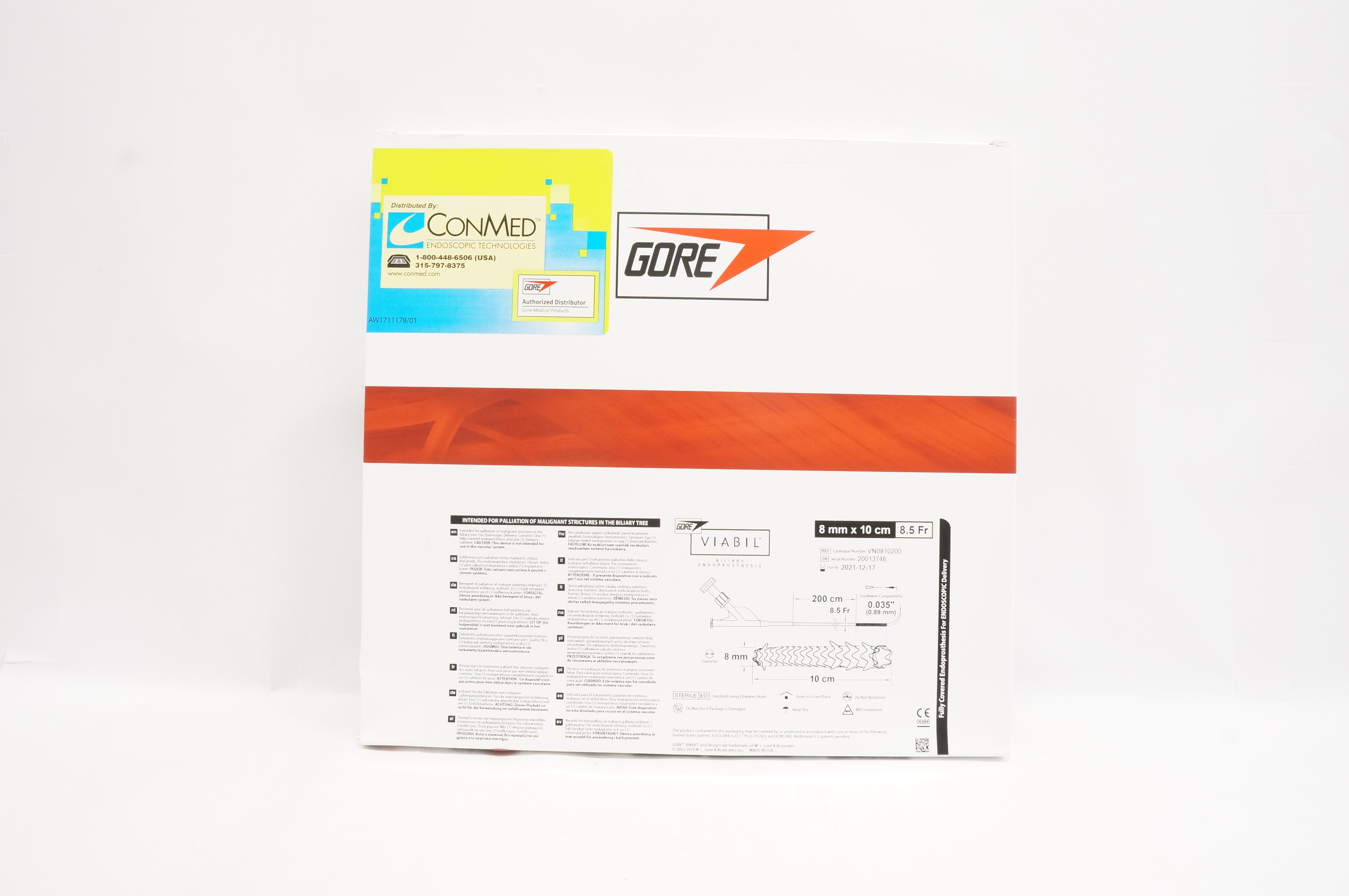 Gore VN0810200 VIABIL Biliary Endoprosthesis 8mm x 10cm x 8.5Fr. (x)