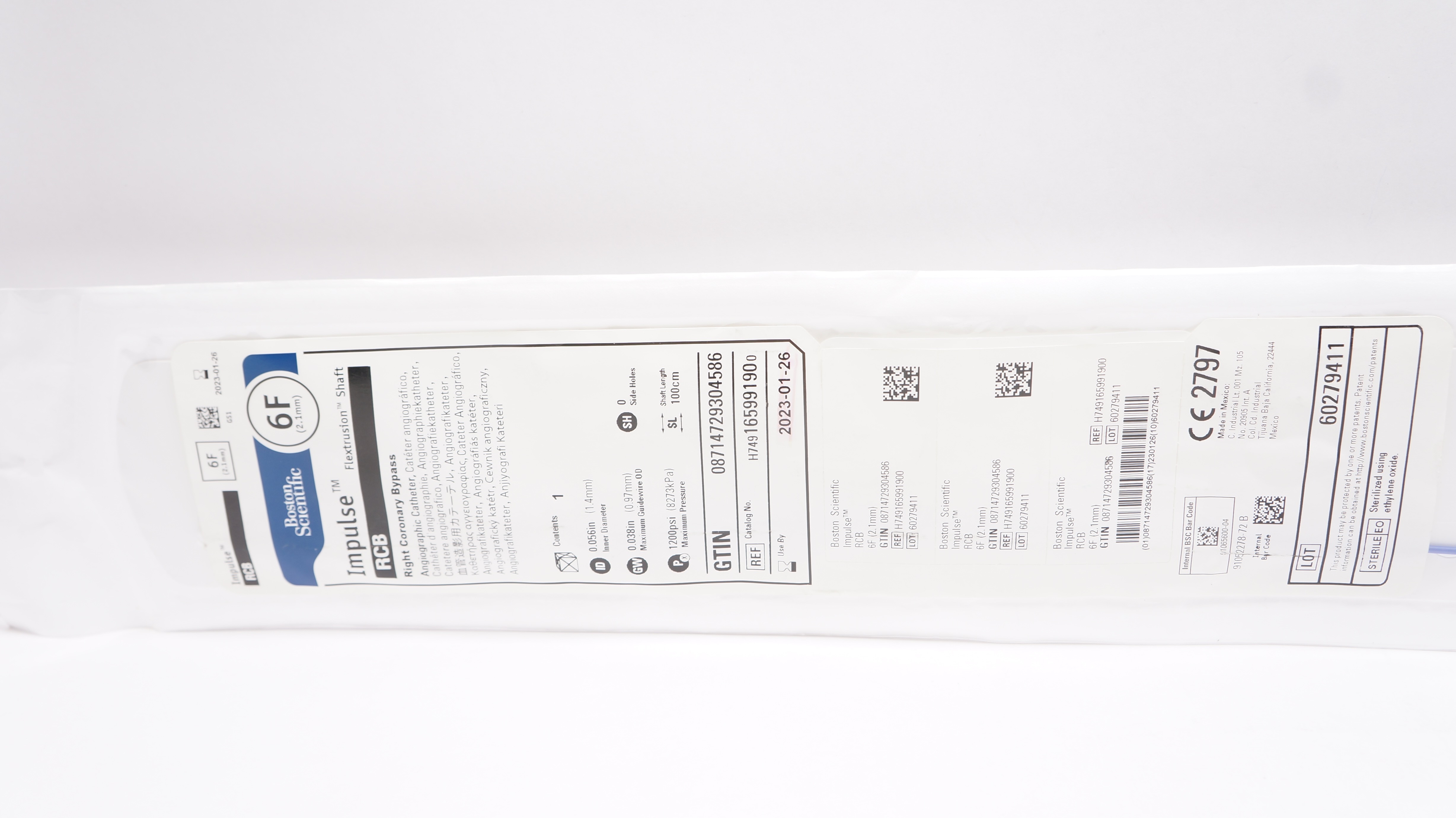 Boston Scientific H749165991900 Impulse Coronary Bypass Angiographic Cath. 6F(x)
