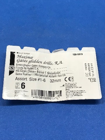 Henry Schein 100-9919 Maxima Gates Glidden Drills, Size 1-6, 32mm  ~ Pack of 6