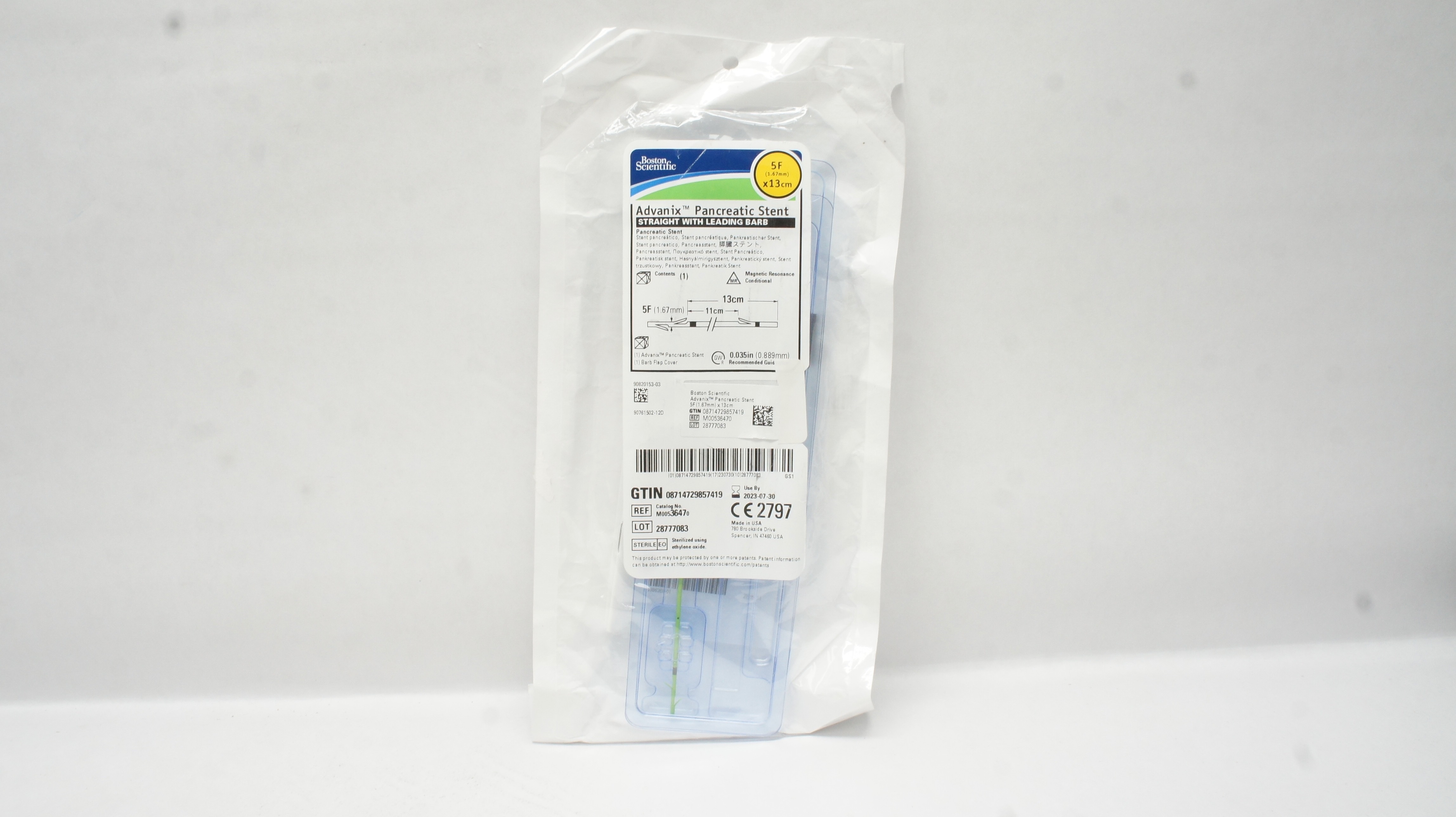 Boston Scientific 3647 Advanix Pancreatic Stent, Straight 5F x 13cm (x)