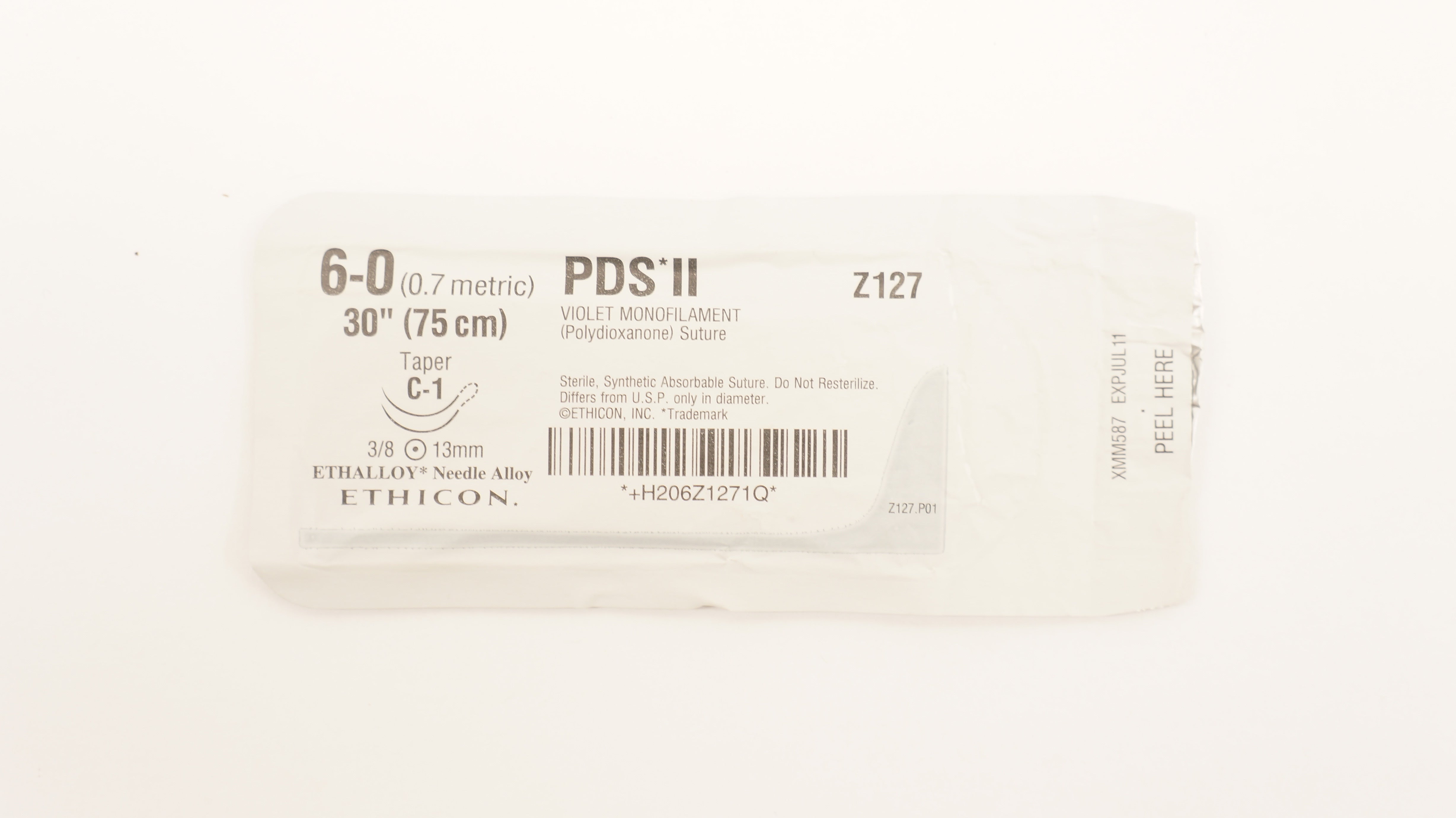 Ethicon Z127 6-0 PDS II Polydioxanone Stre C-1, 13mm 3/8c Taper, 30inch (x)