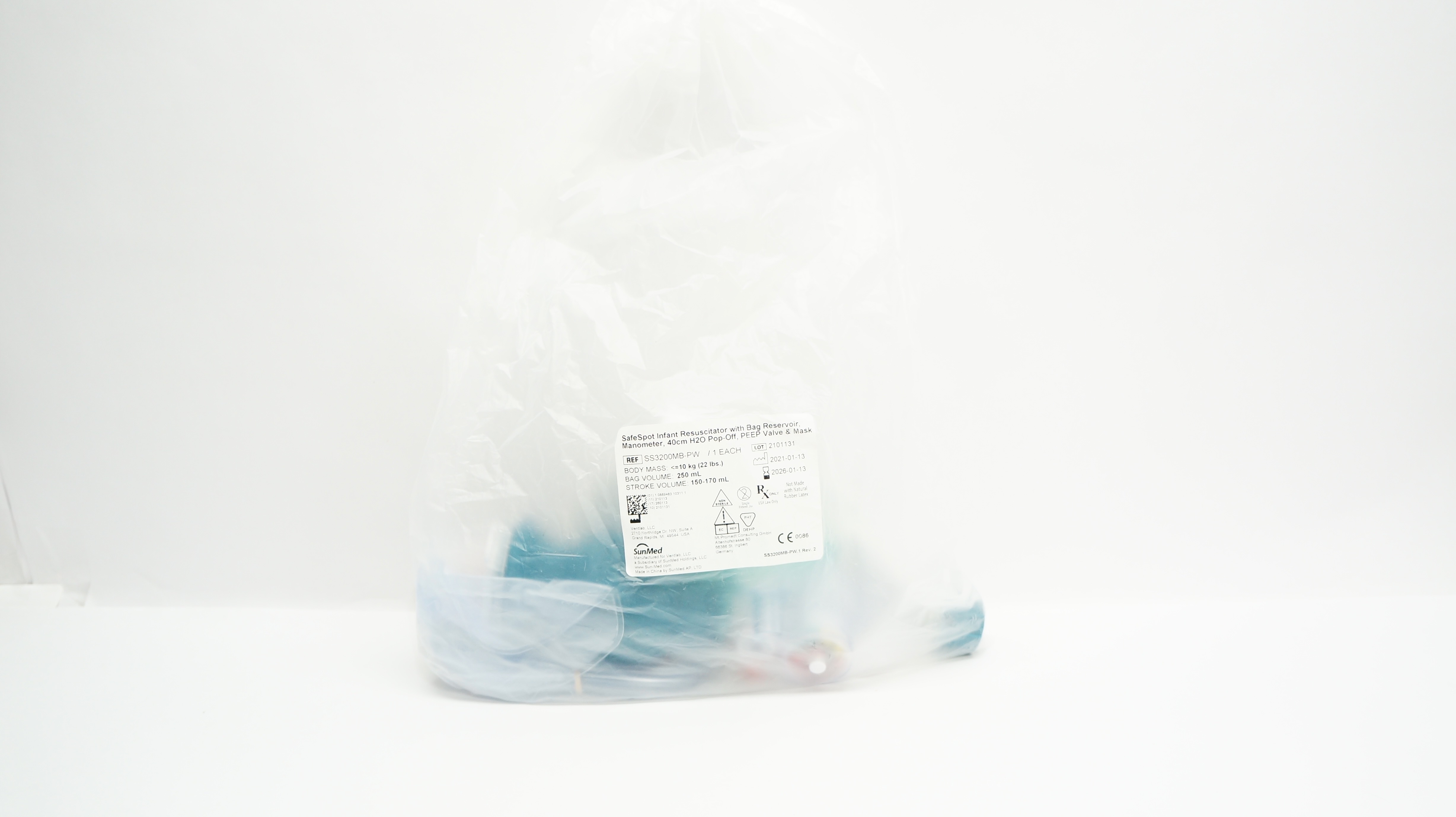 SunMed SS3200MB-PW Safe Spot Infant Resuscitator with Manometer Pop-Off