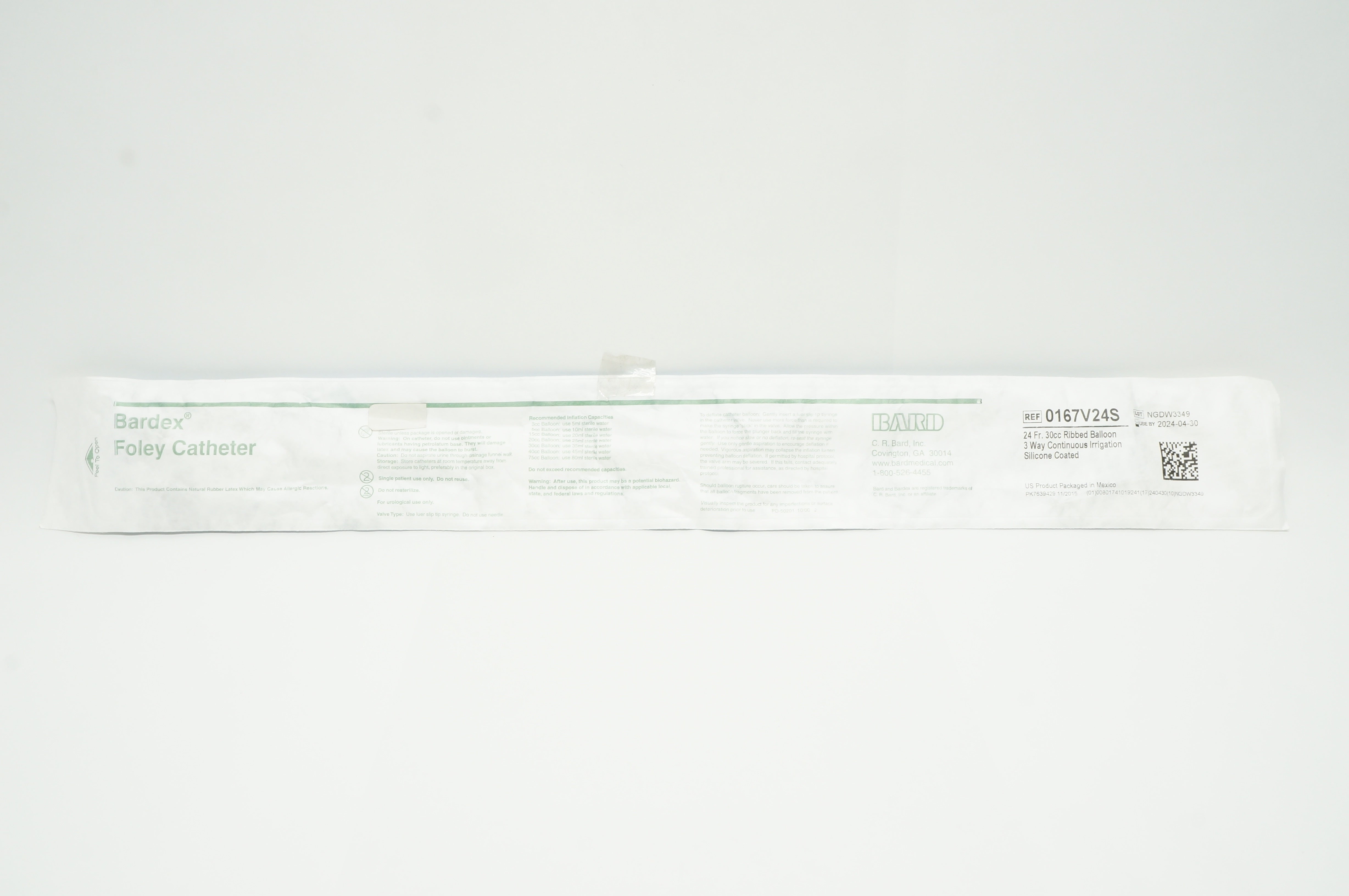 Bard 0167V24S Bardex Silicone Coated Foley Cath. 24Fr (x)