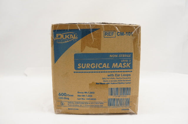 Dukal CM-101 Surgical Mask w/Ear Loops, Level2 - Case of 600