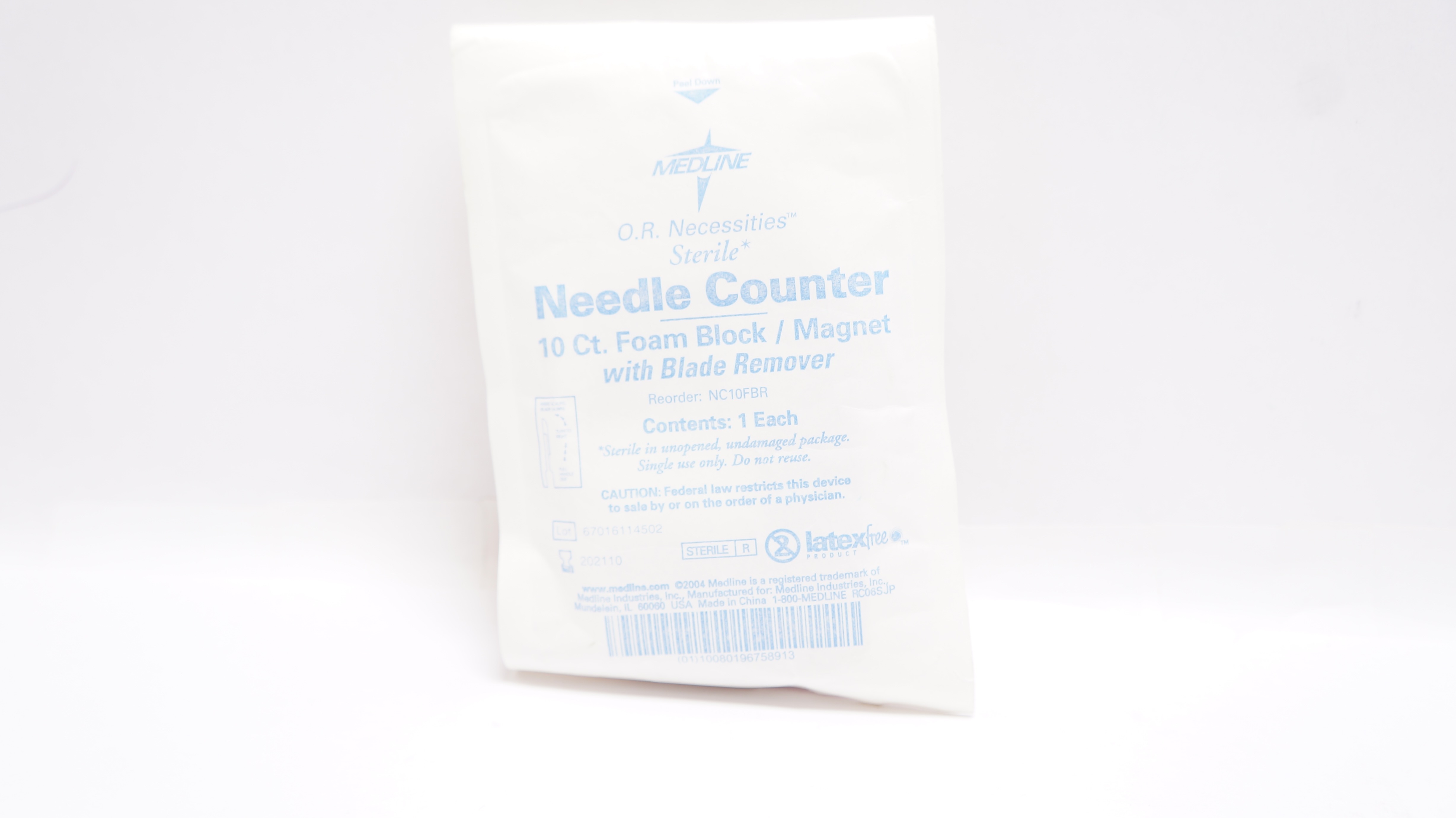 Medline NC10FBR Sterile Ndle. Counter 10Ct. Foam Block/Magnet (x)