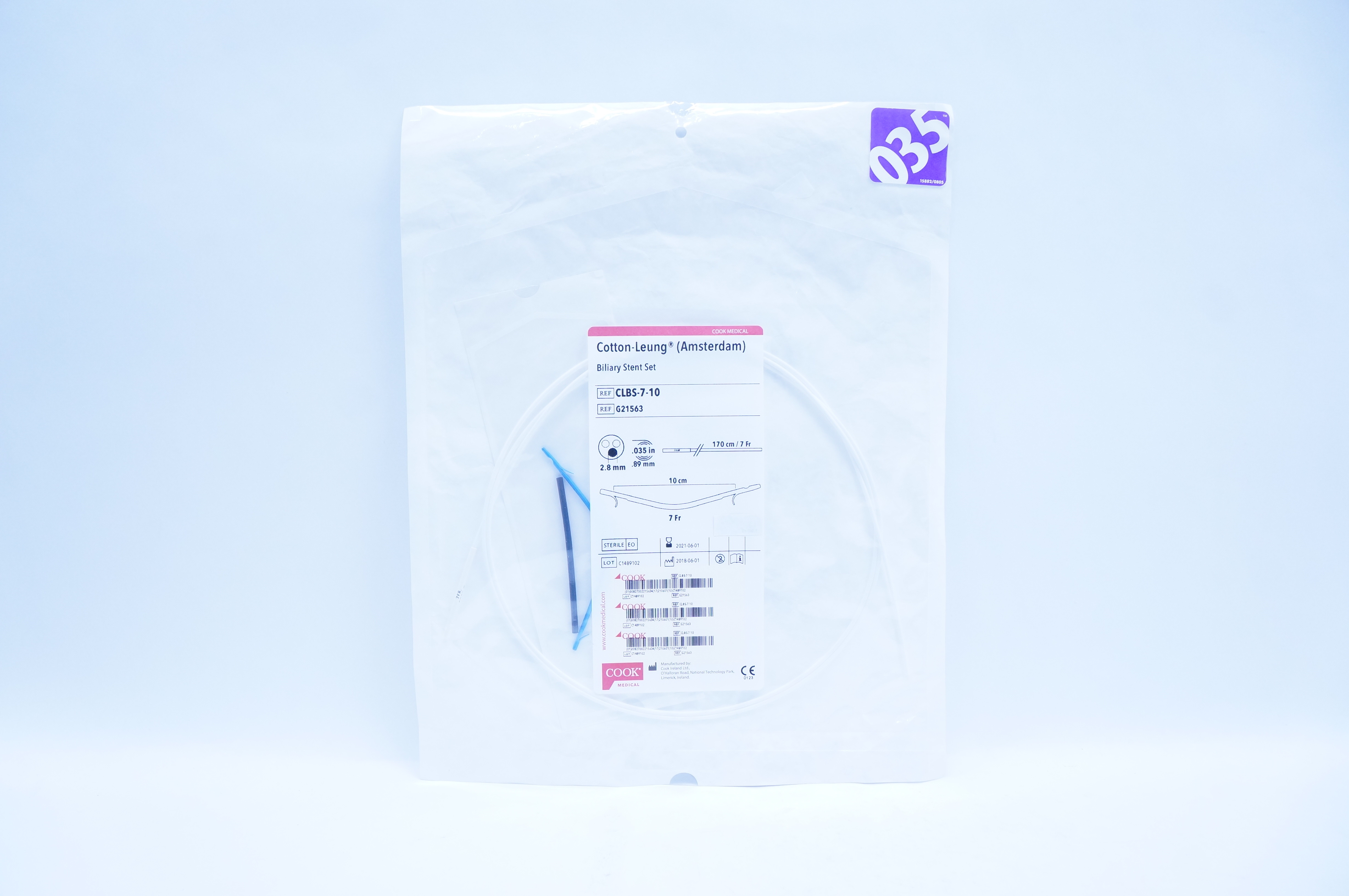 Cook Medical G21563 Cotton-Leung Biliary Stnt Set 7 Fr. x 10 cm