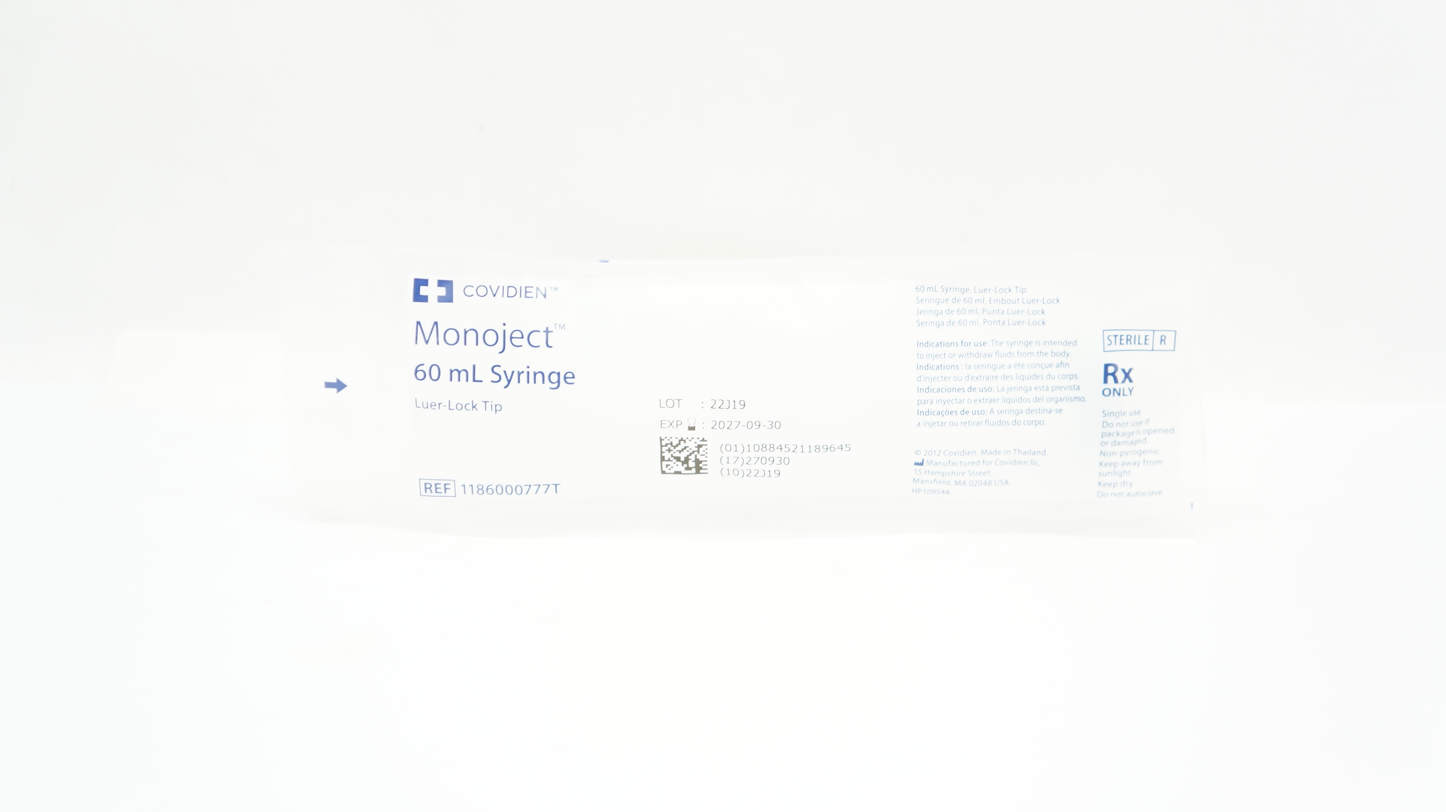 Covidien 1186000777T Monoject 60ml Syringe Luer-Lock Tip