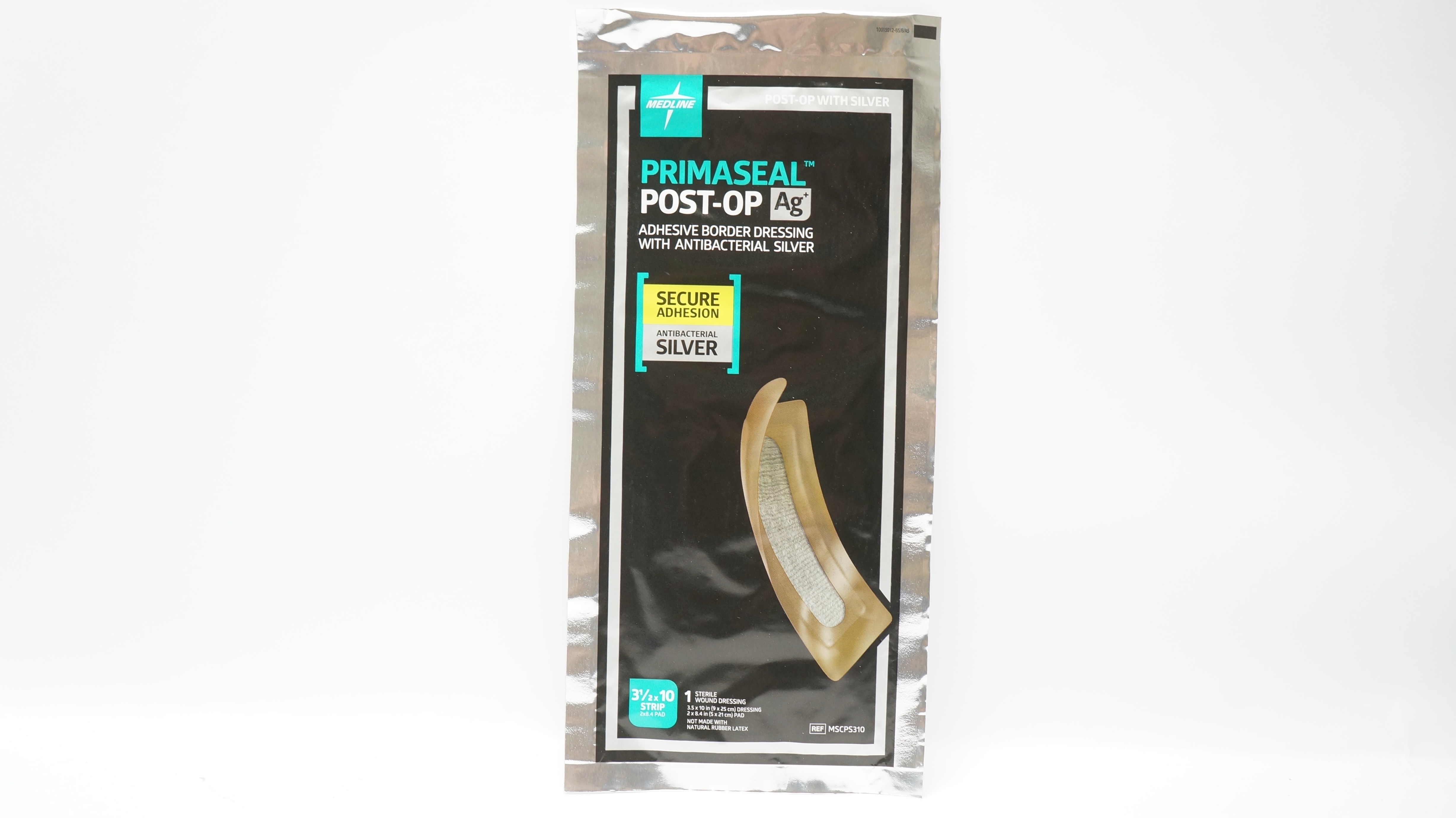 Medline MSCPS310 Primaseal Post-Op Ag+ Adhesive Dressing 3.5 x 10in