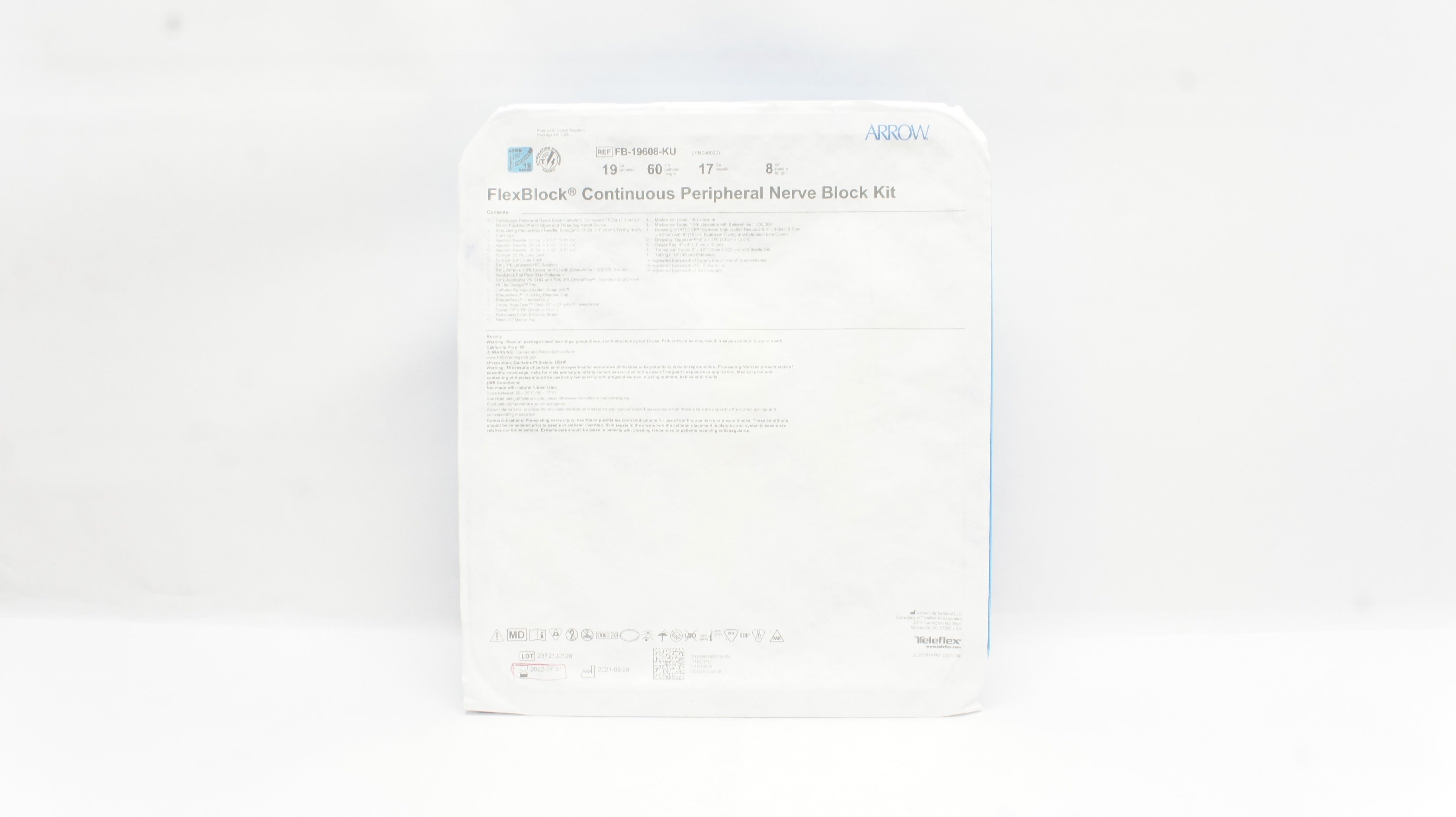 Teleflex FB-19608-KU FlexBlock Continuous Peripheral Nerve Block Kit 19Ga (x)