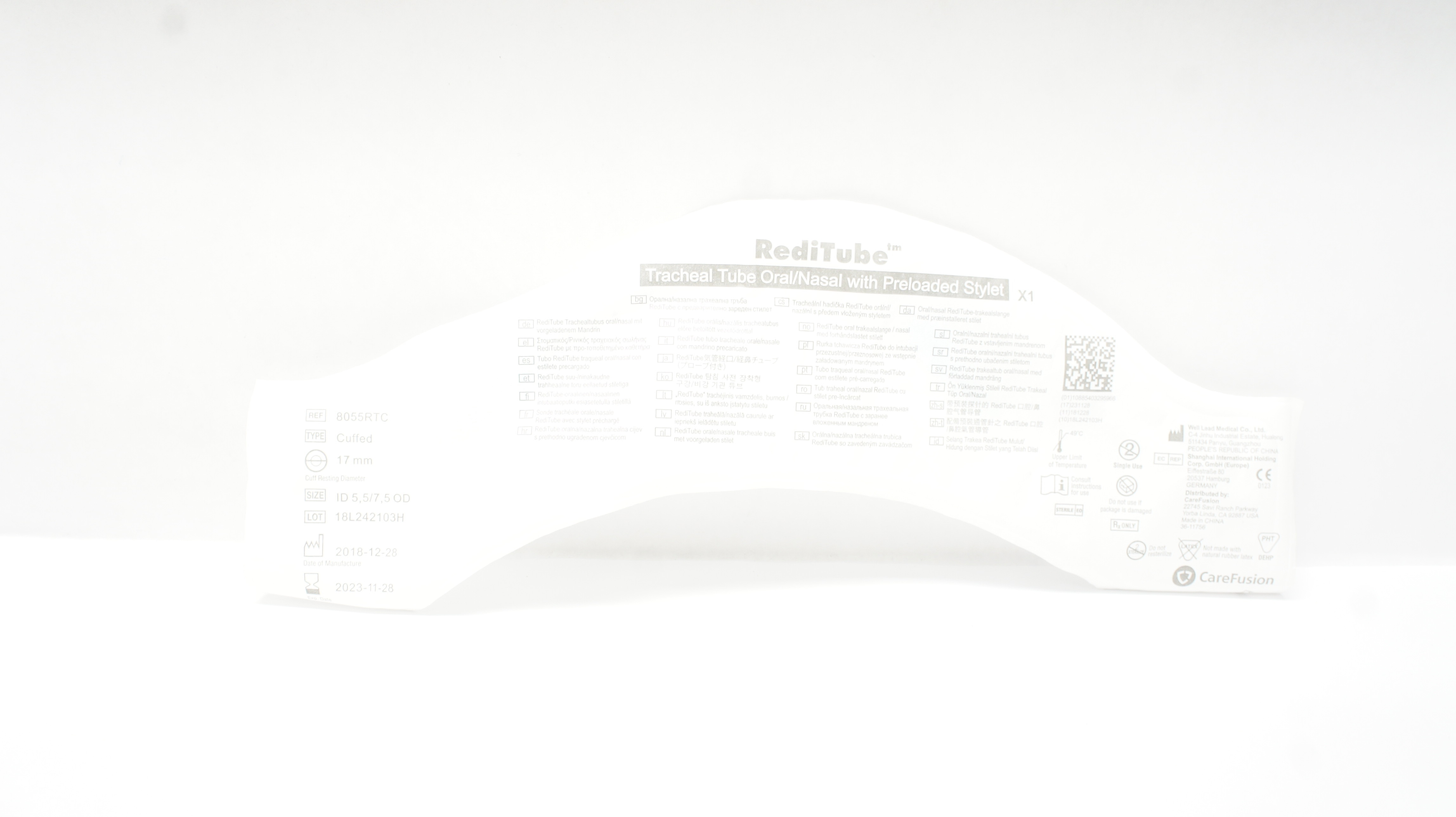 Carefusion 8055RTC RediTube Tracheal Tube Oral/Nasak Cuffed 17mm 5,5/7,5 (x)