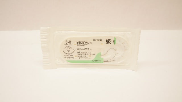Ethicon 1669 3-0 ETHILON Stre PS-2 19mm 3/8c Reverse Cutting, 18inch (x)