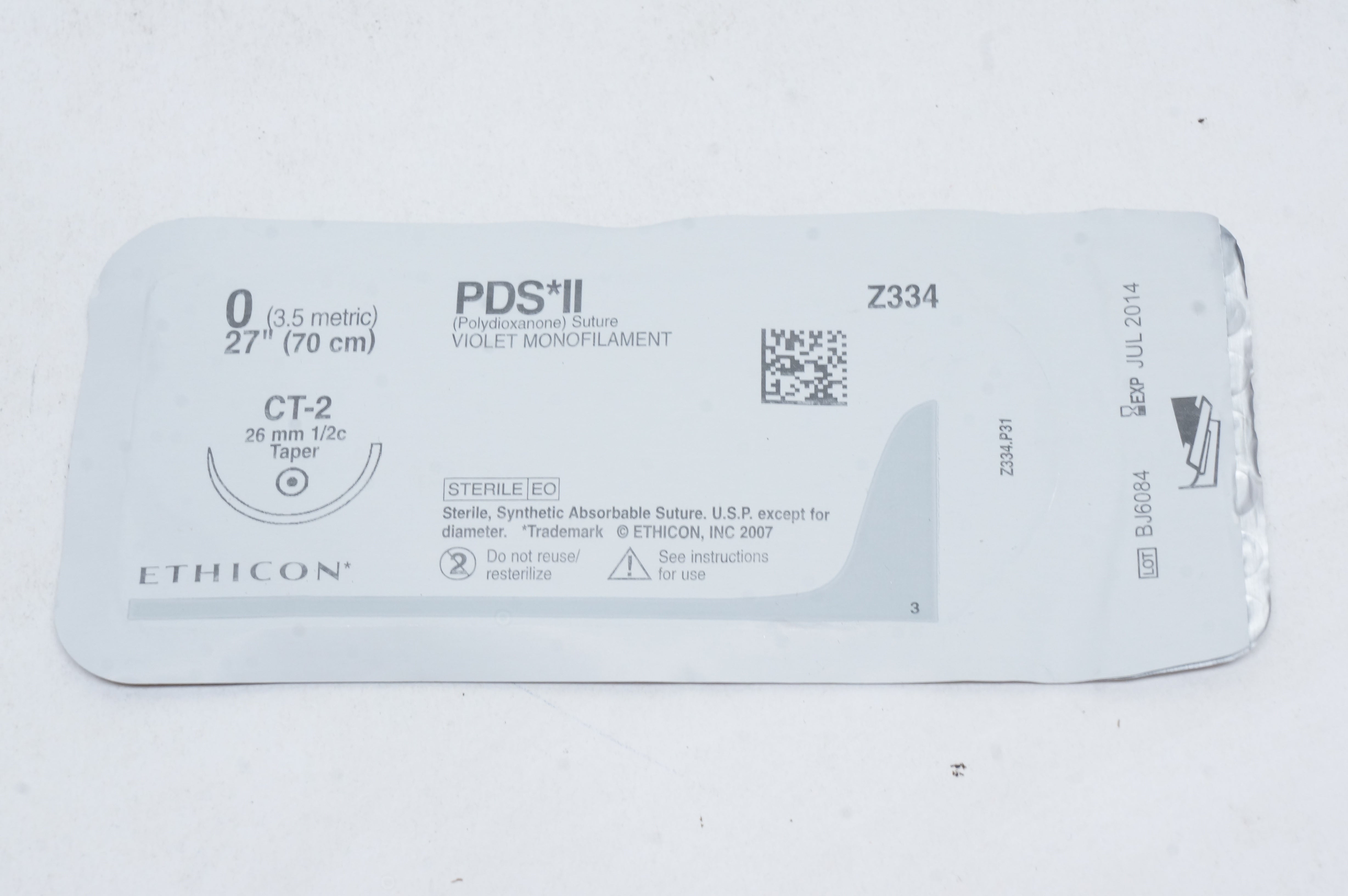 Ethicon Z334 0 PDS II, CT-2, 26mm 1/2c Taper, 27inch (x)
