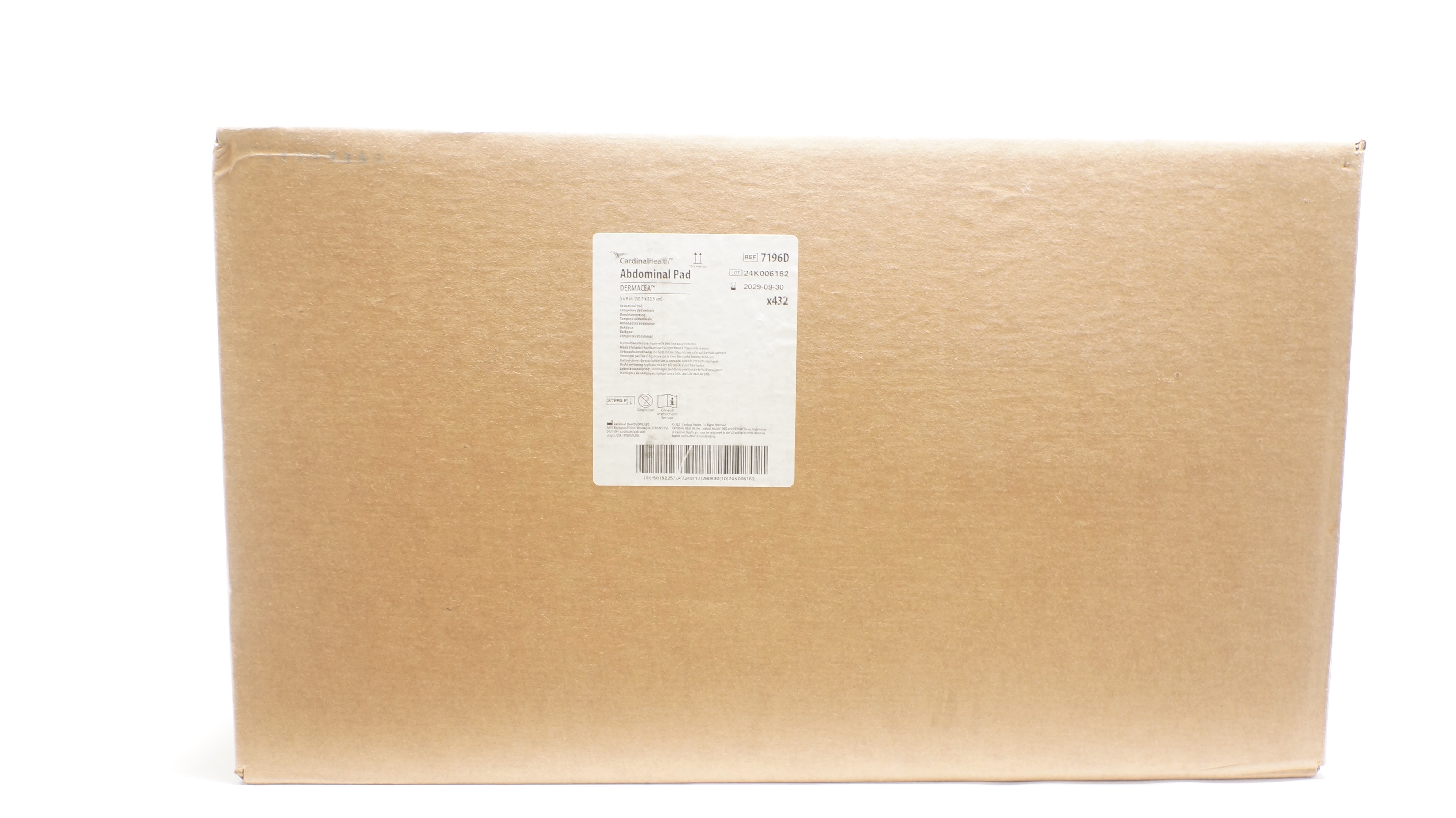 Cardinal Health 7196D Dermacea Abdominal Pad 5 x 9inch - Case of 432