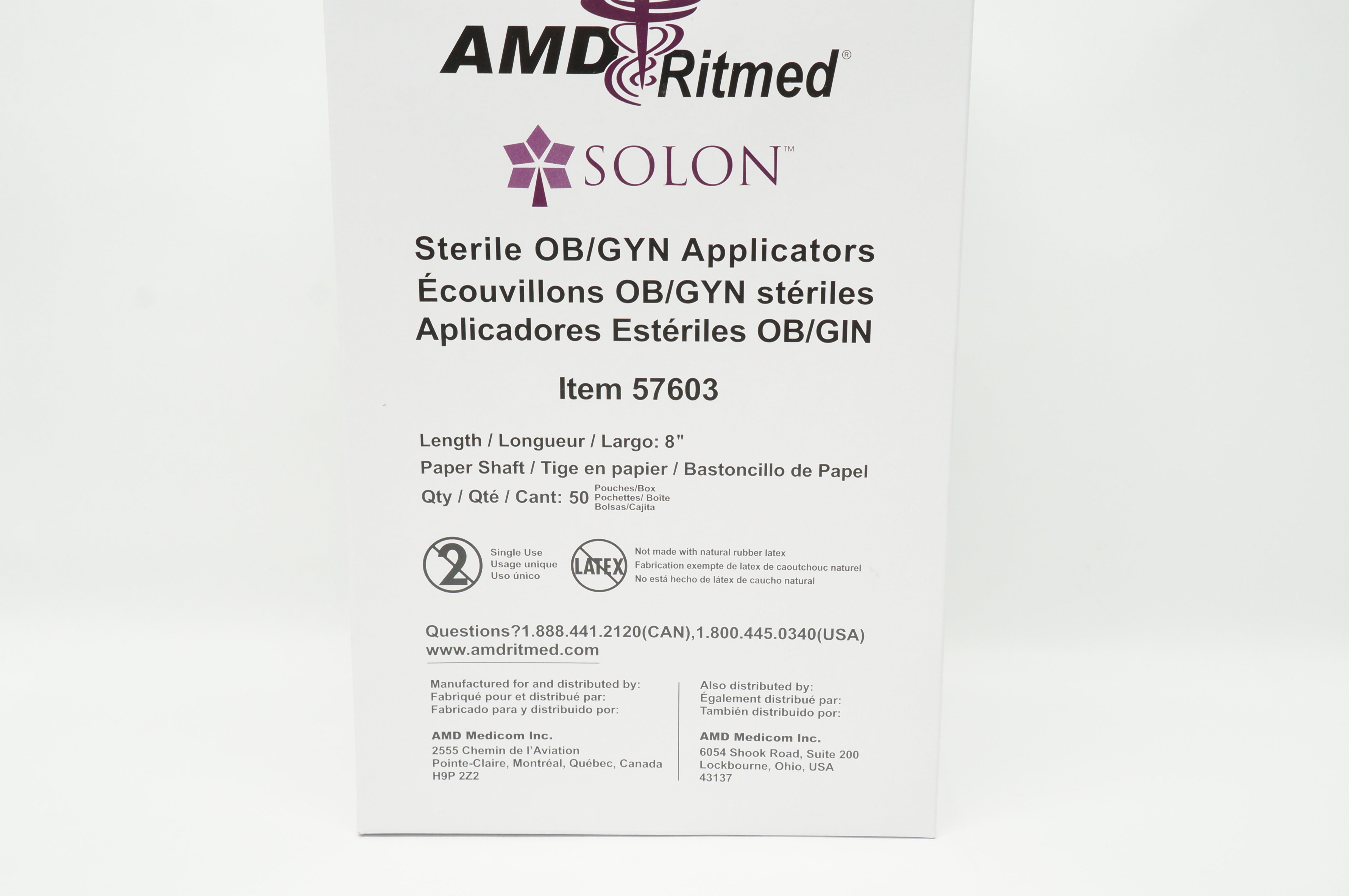 AMD Medical 57603 Ritmed Solon OB/GYN Applicators - Box of 50