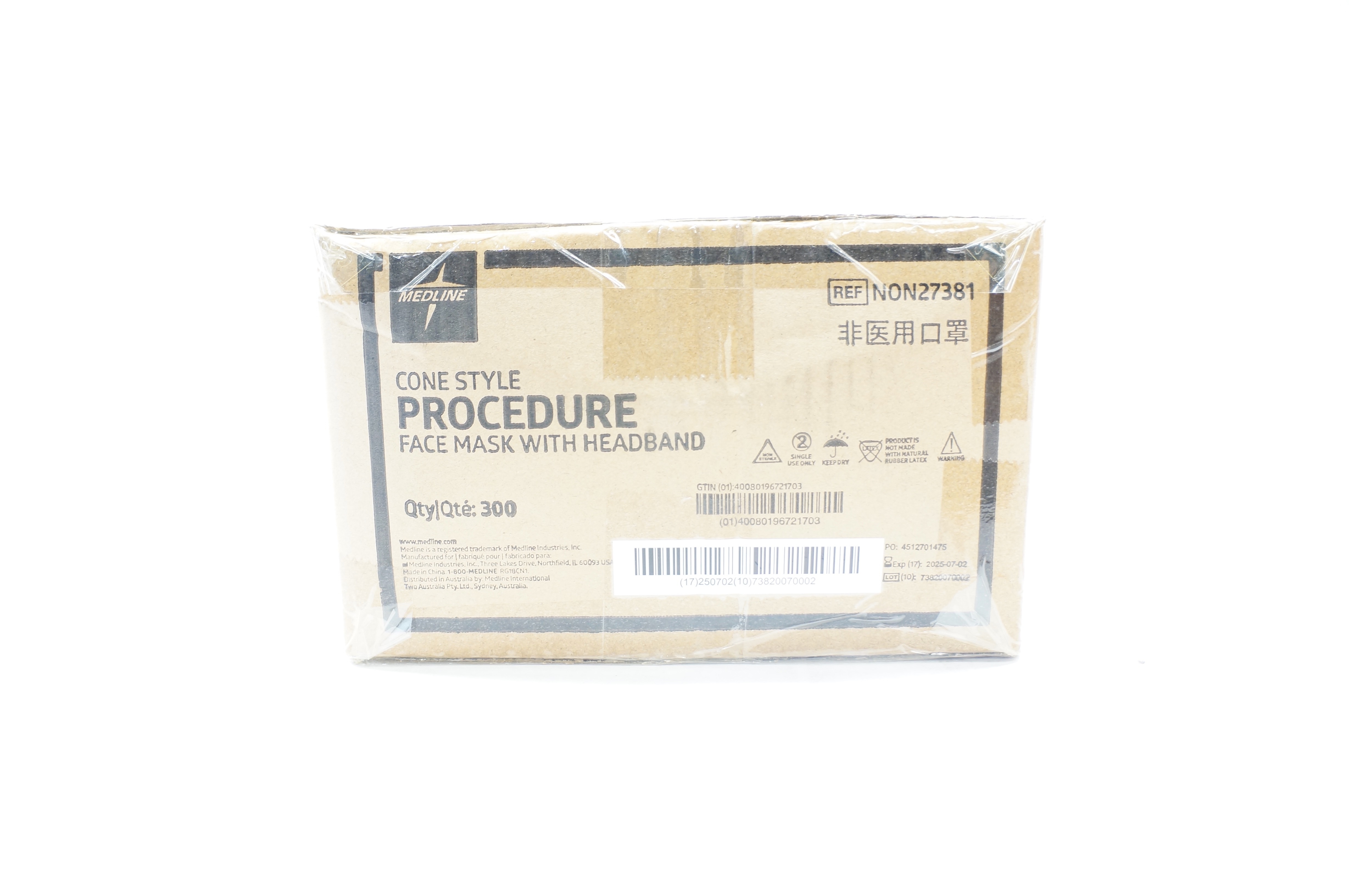 Medline NON27381 Cone-Style Face Mask with Headband - Case of 300