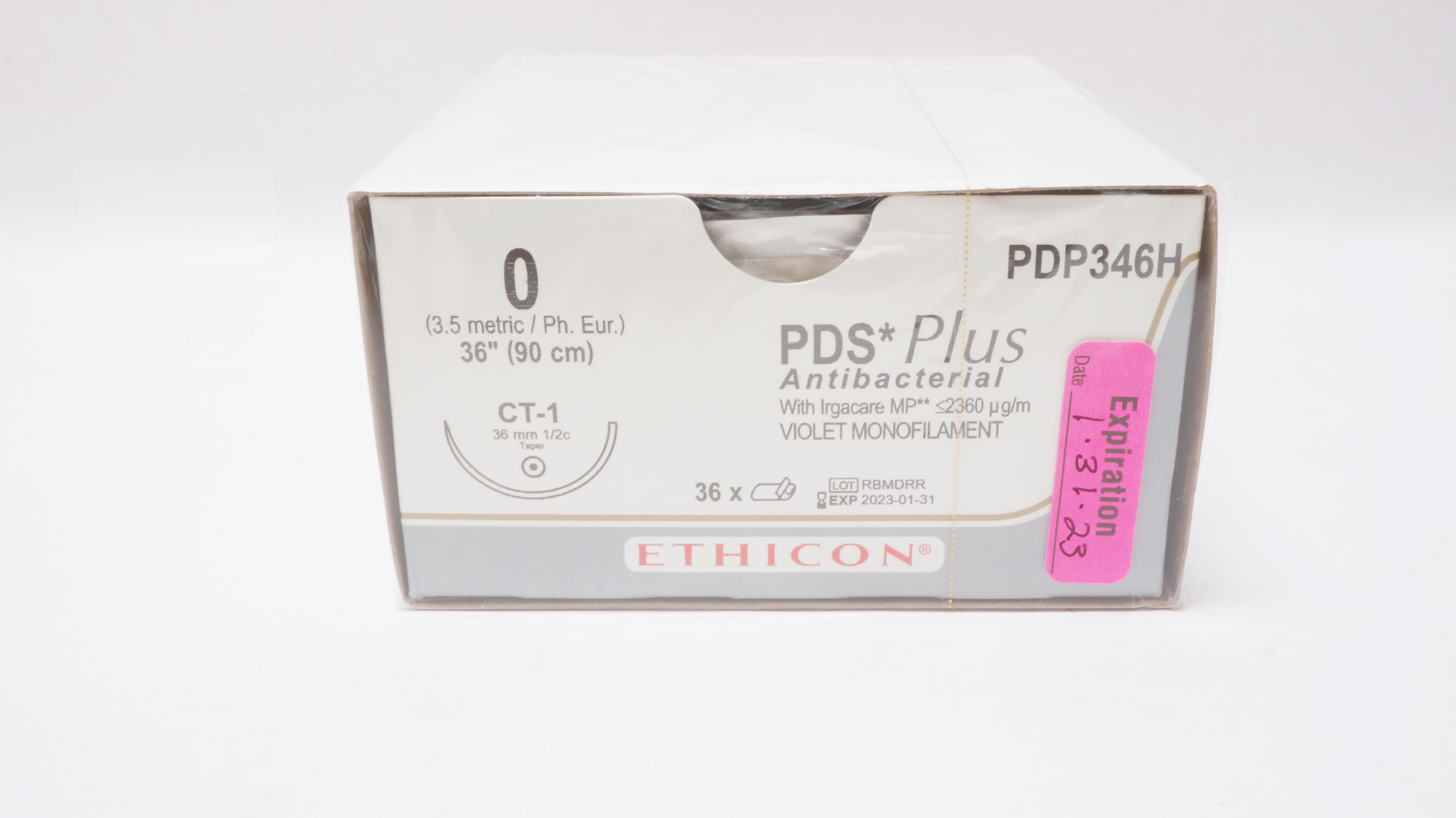 Ethicon PDP346H 0 PDS Plus, CT-1, 36mm 1/2c Taper, 36inch (x) - Box of 36