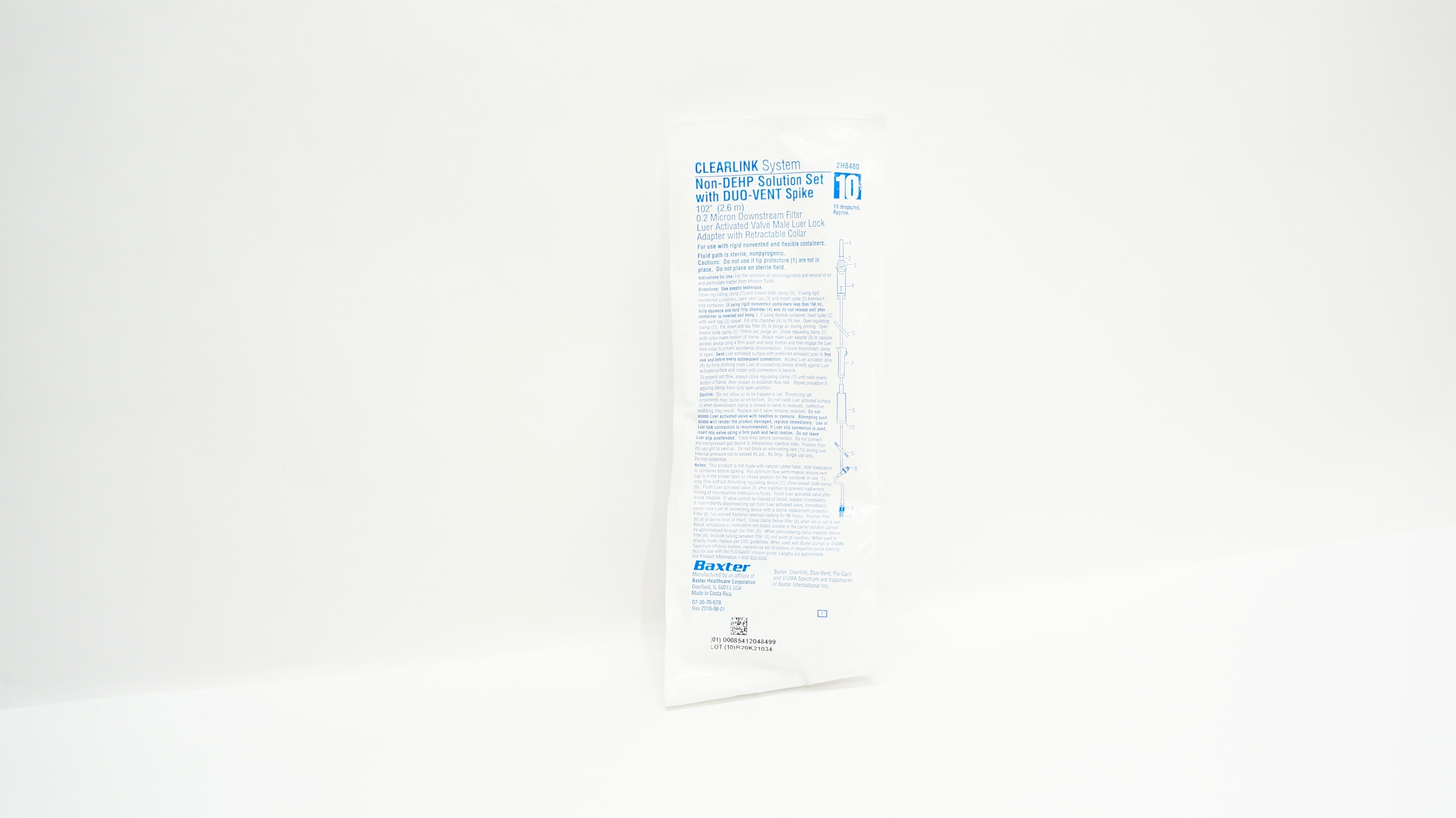 Baxter 2H8480 Clearlink System Non-DEHP Solution Set 102 inch,10drops/ml Approx.