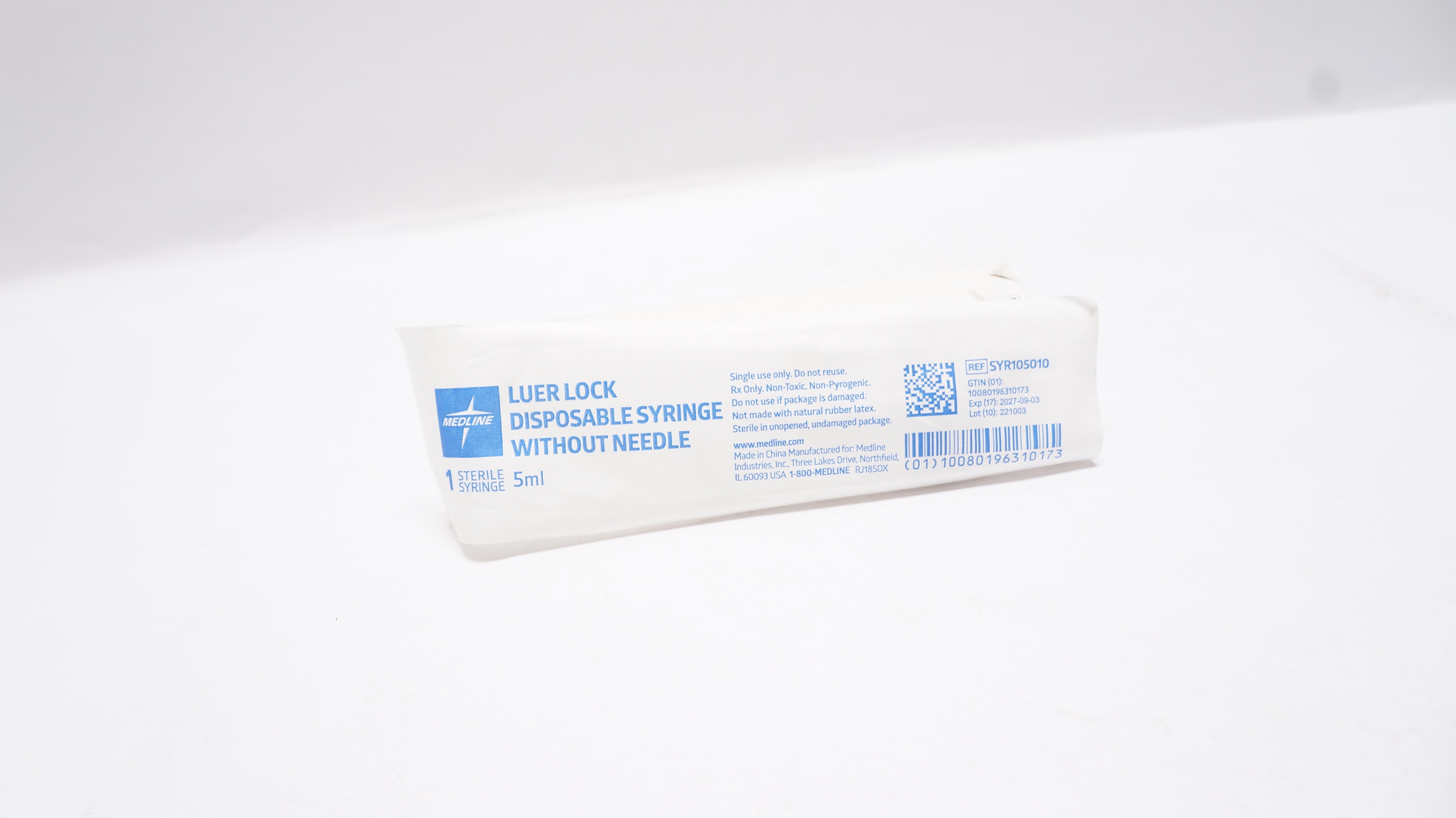 Medline SYR105010 Luer Lock Disposable Syringe Without Ndle 5ml