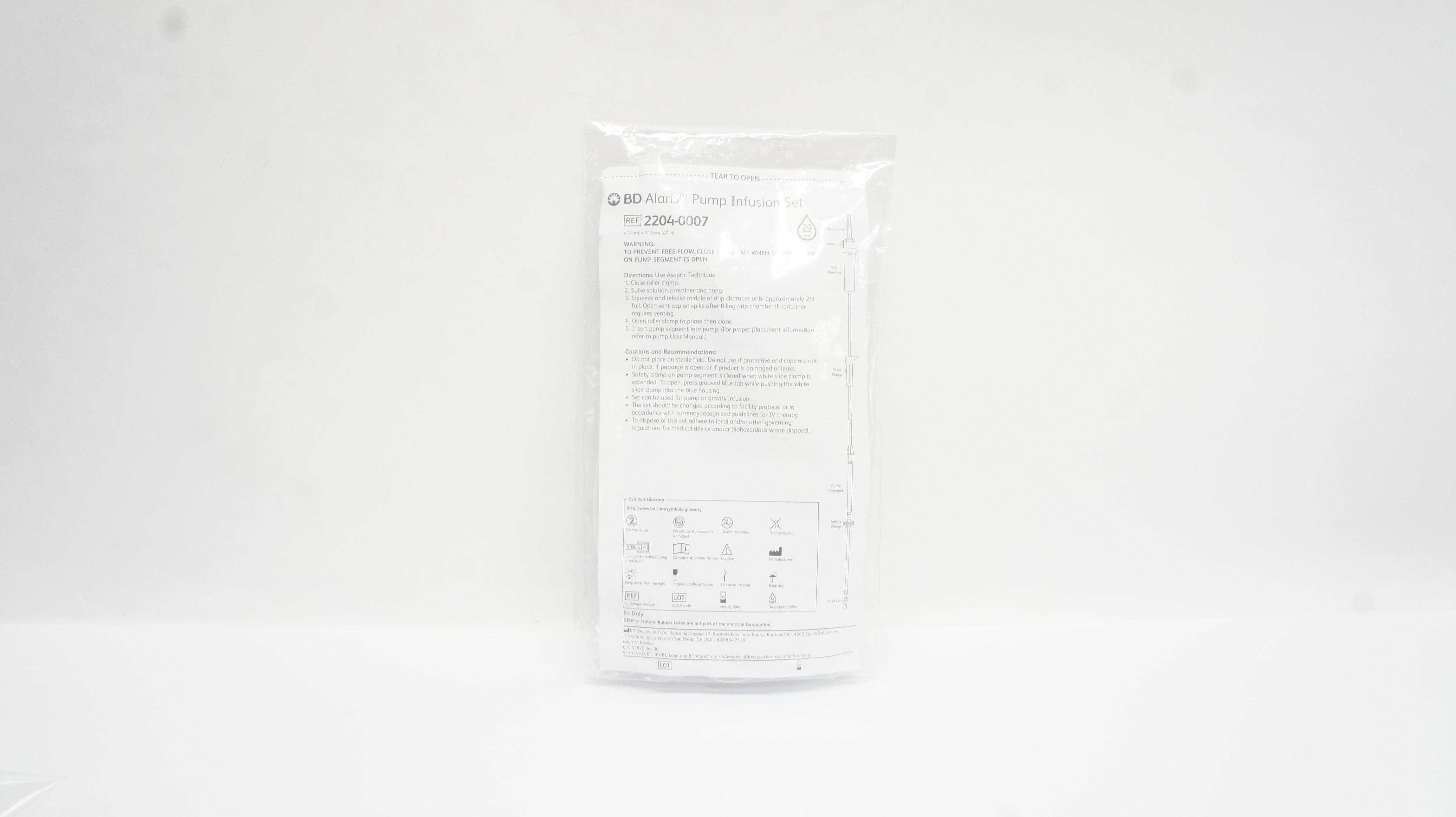 BD 2204-0007 Alaris Pump Infusion Set, 47inch x 14ml 20Drops/mL