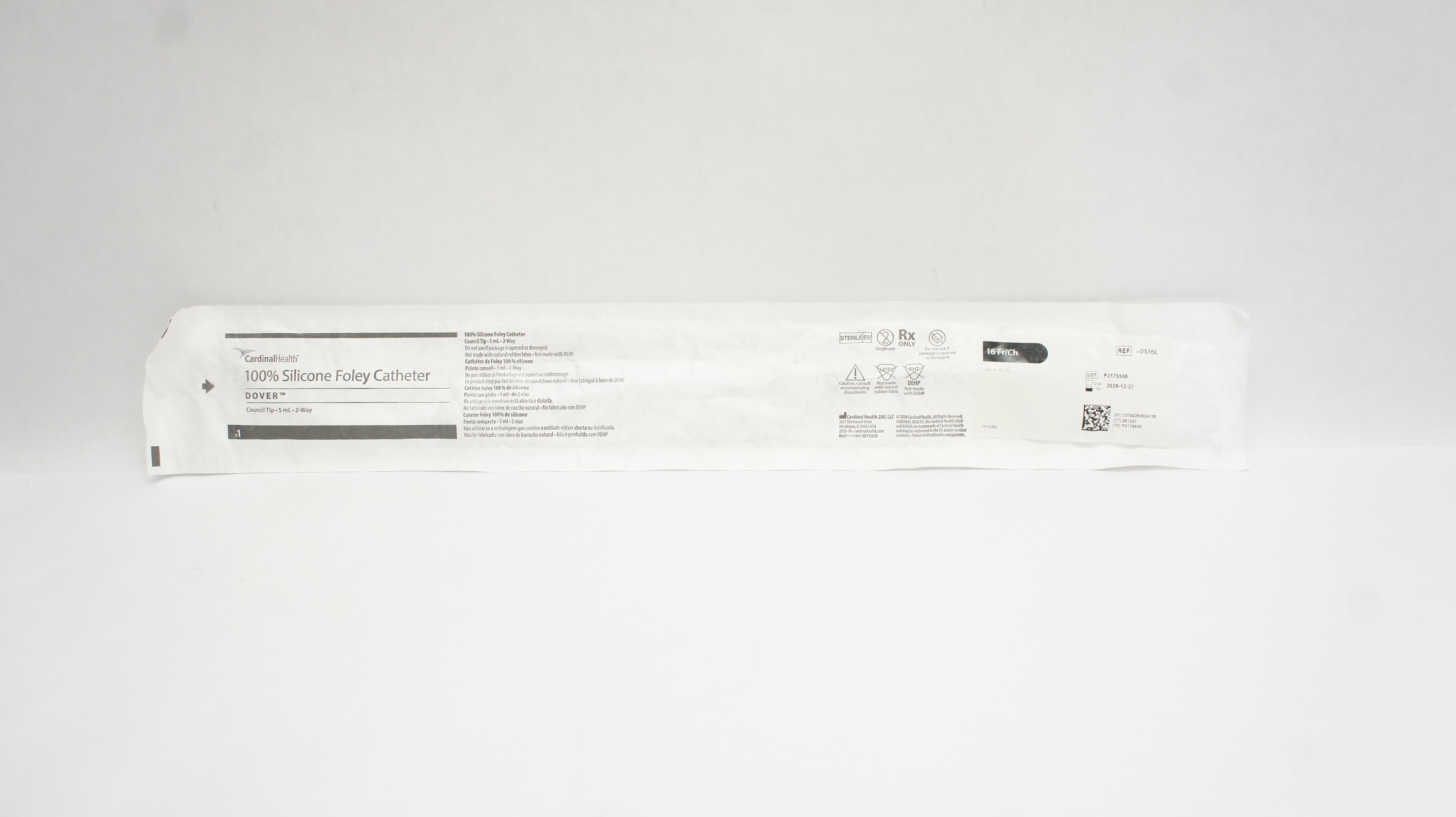 Cardinal Health 40516L Dover Foley Cath. 16Fr/Ch Council Tip 5ml 2-Way