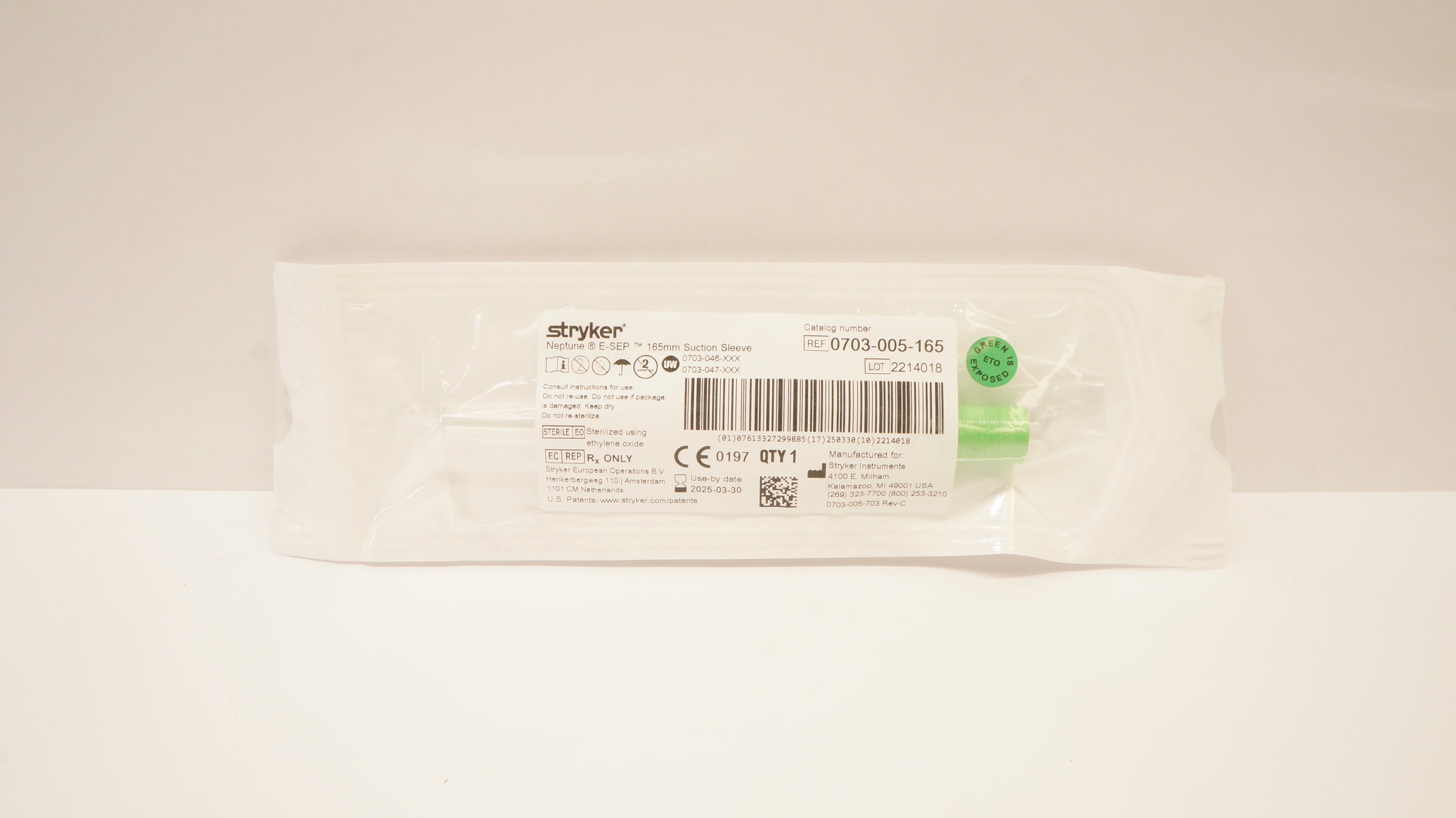 Stryker 0703-005-165 Neptune E-SEP 165mm Suction Sleeve