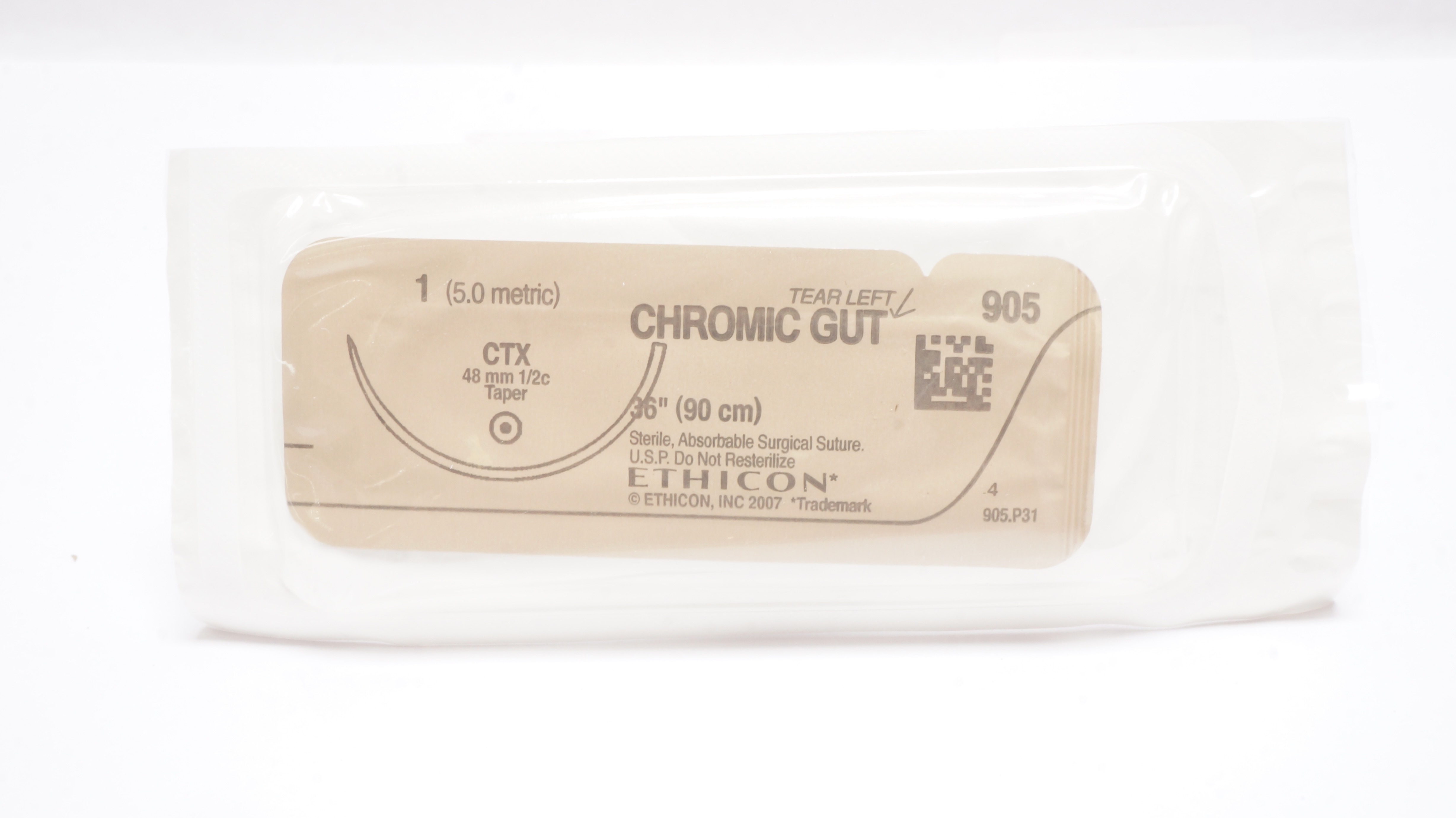 Ethicon 905 1 Chromic Gut CTX 48mm 1/2c Taper, 36inch (x)