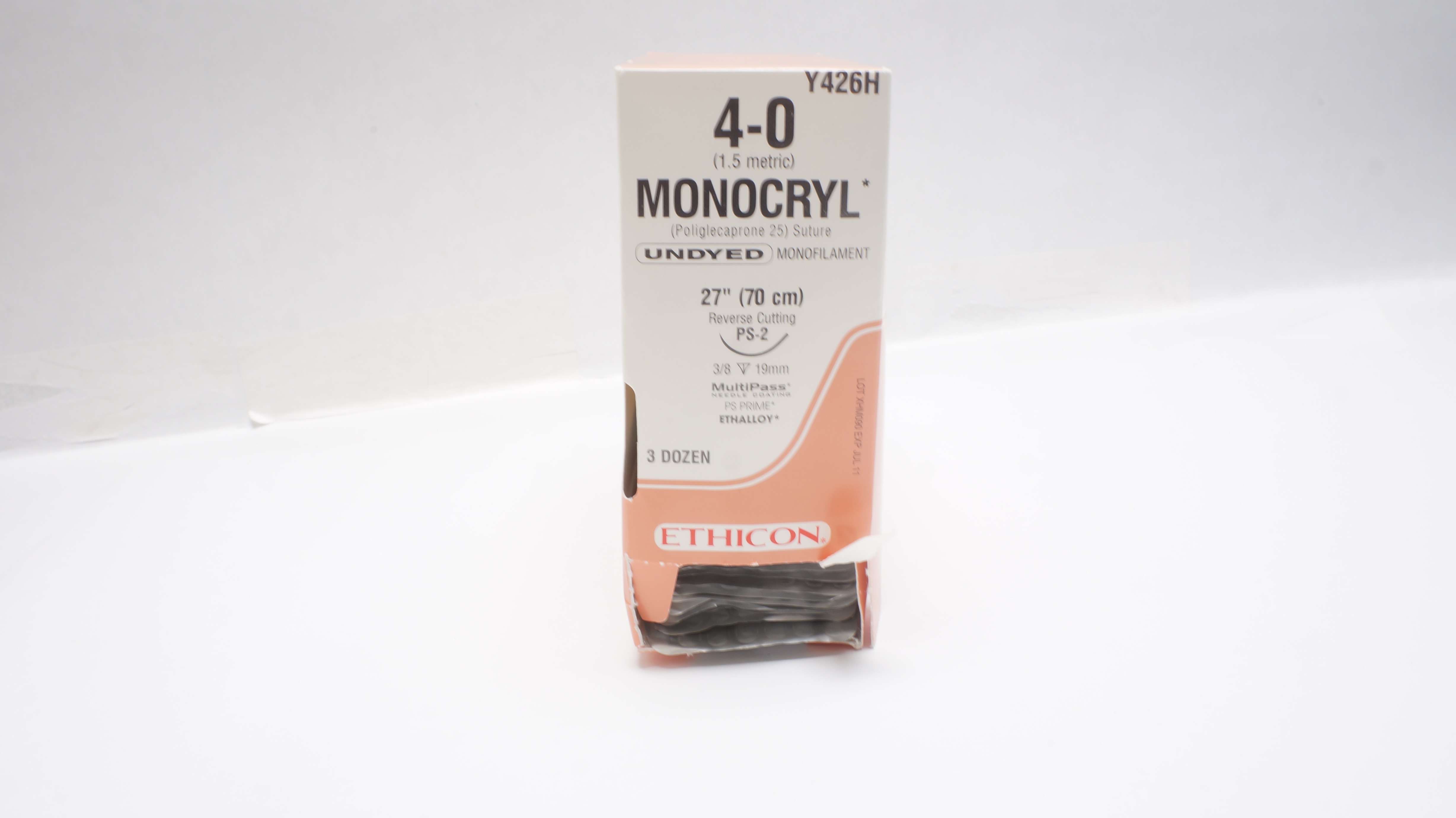 Ethicon Y426H 4-0 Coated Vicryl Stre PS-2 19mm 3/8c  27in.-Box of 21