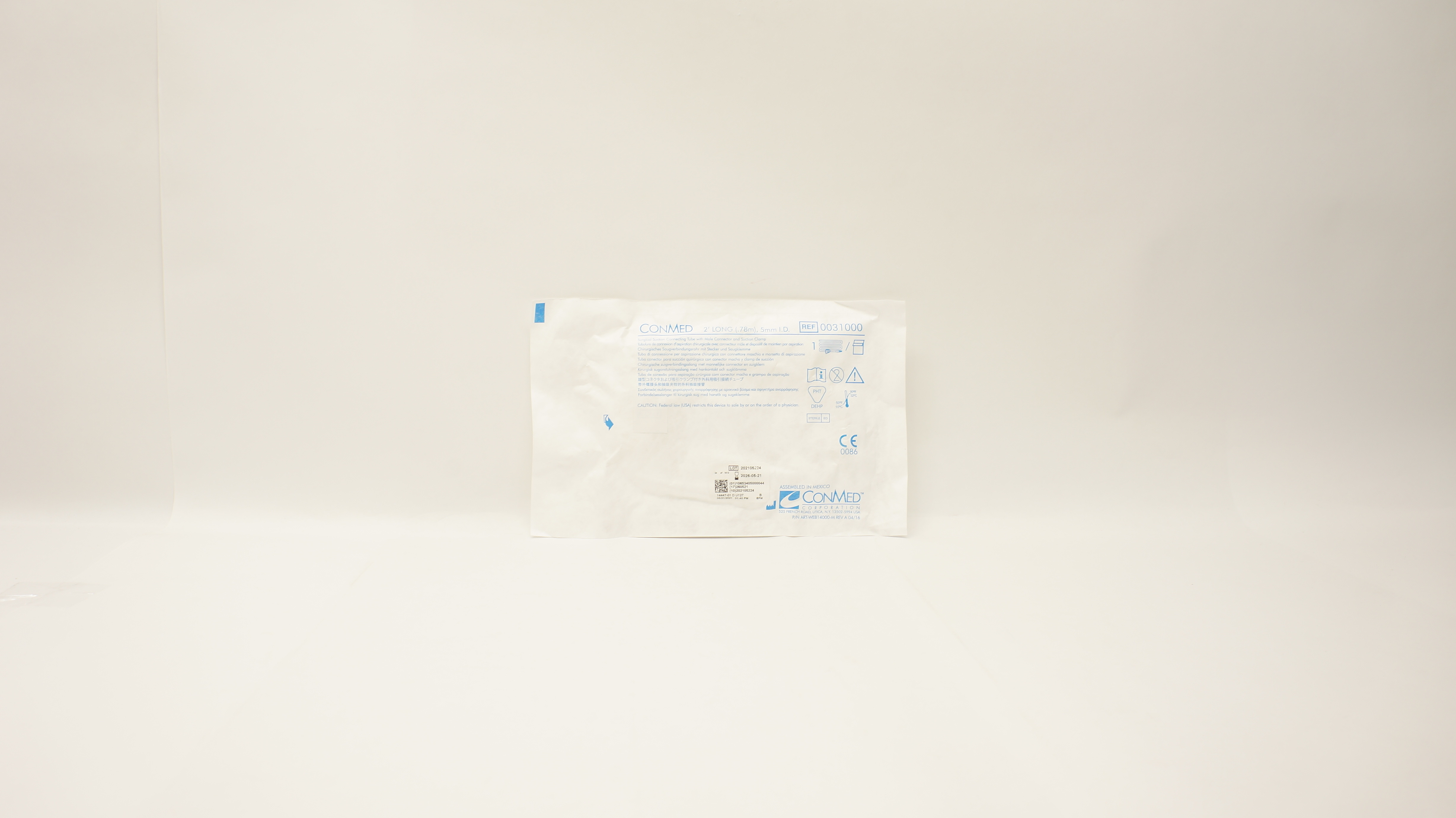 ConMed 0031000 Surgical Suction Connecting Tube 2 Ft. x 5mm