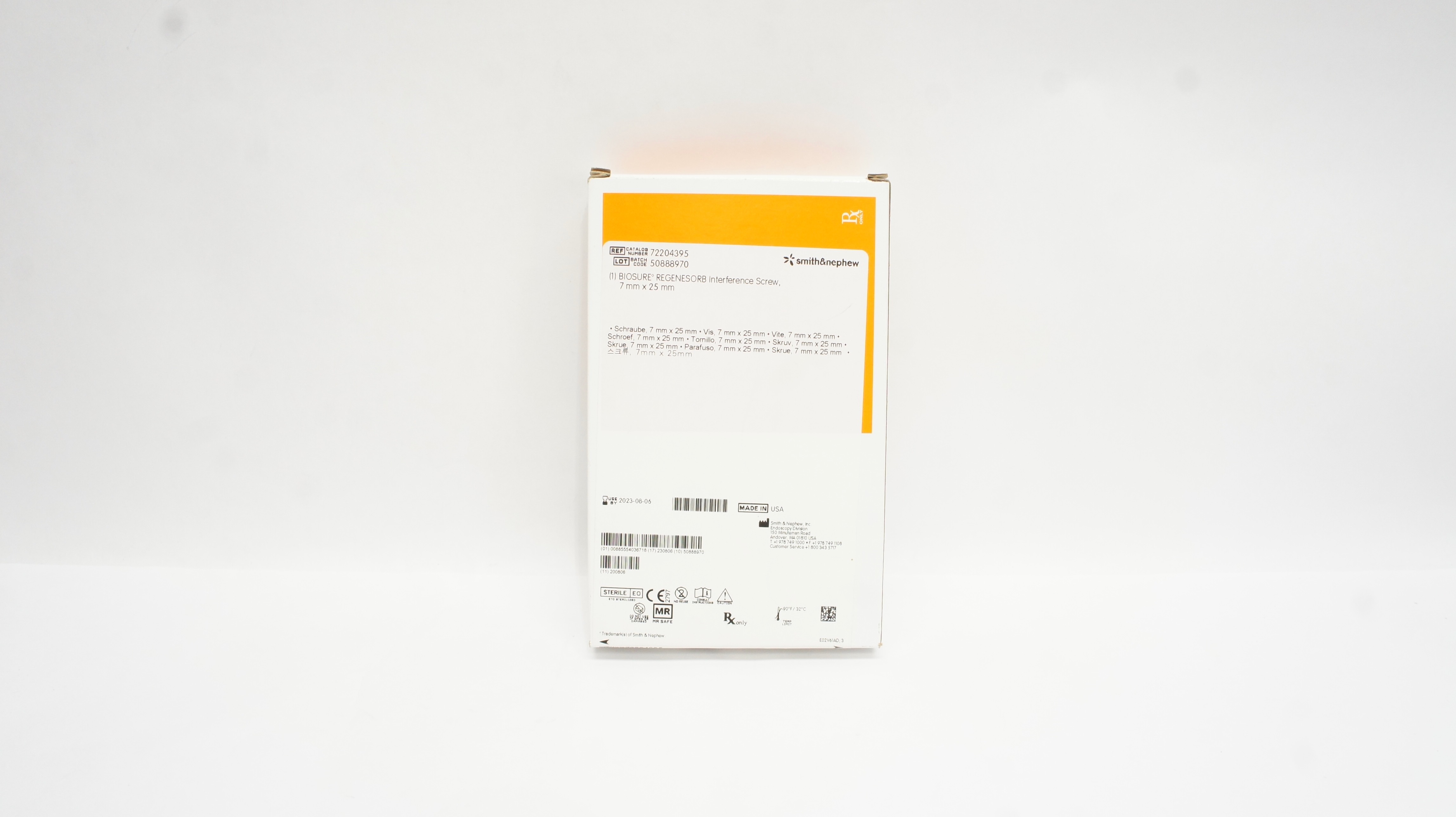 Smith&Nephew 72204395 BIOSURE REGENESORB Interference Screw, 7mm x 25mm (x)