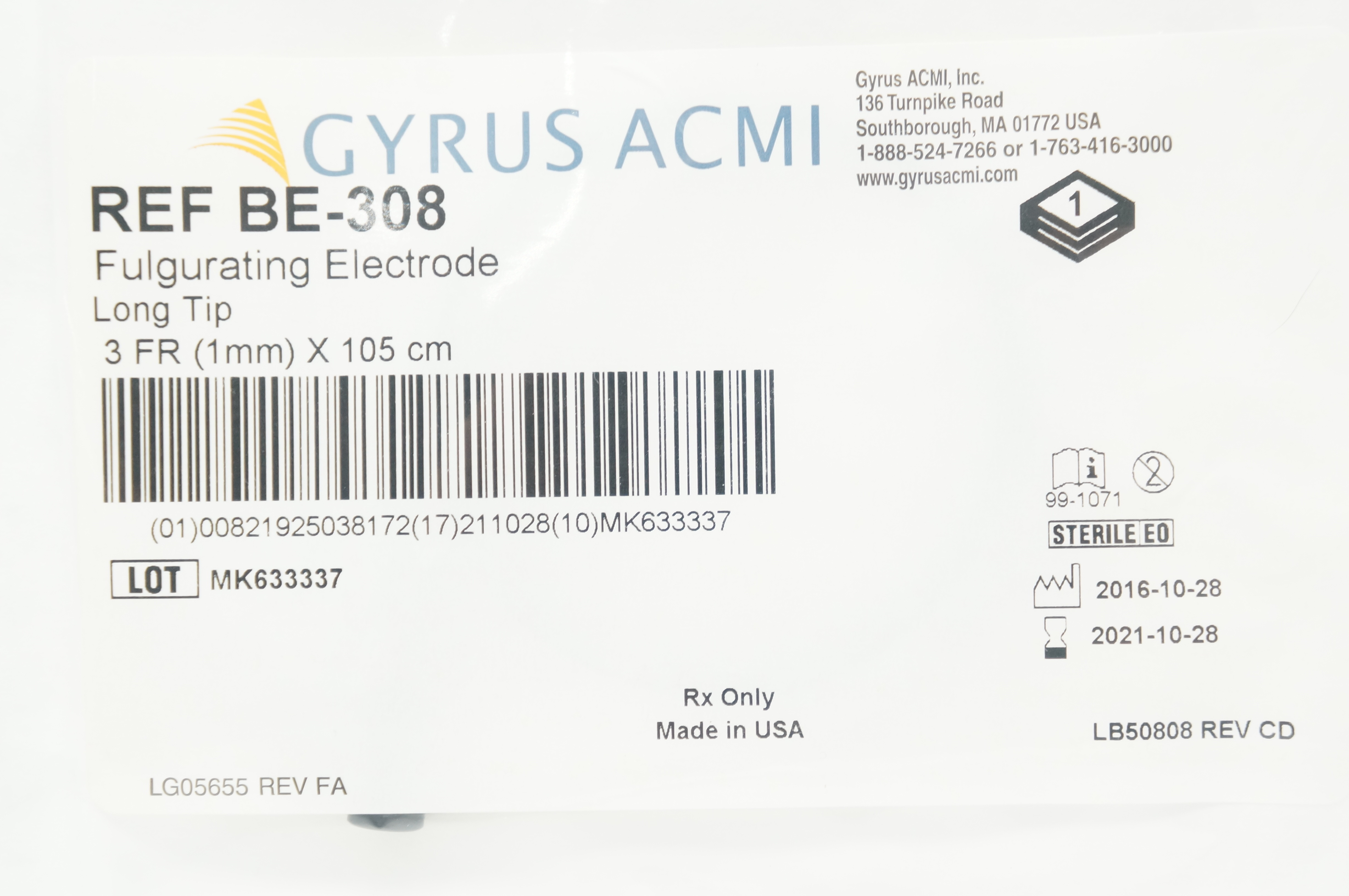 Gyrus ACMI BE-308 Fulgurating Electrode, Long Tip 3Fr x 105cm (x)