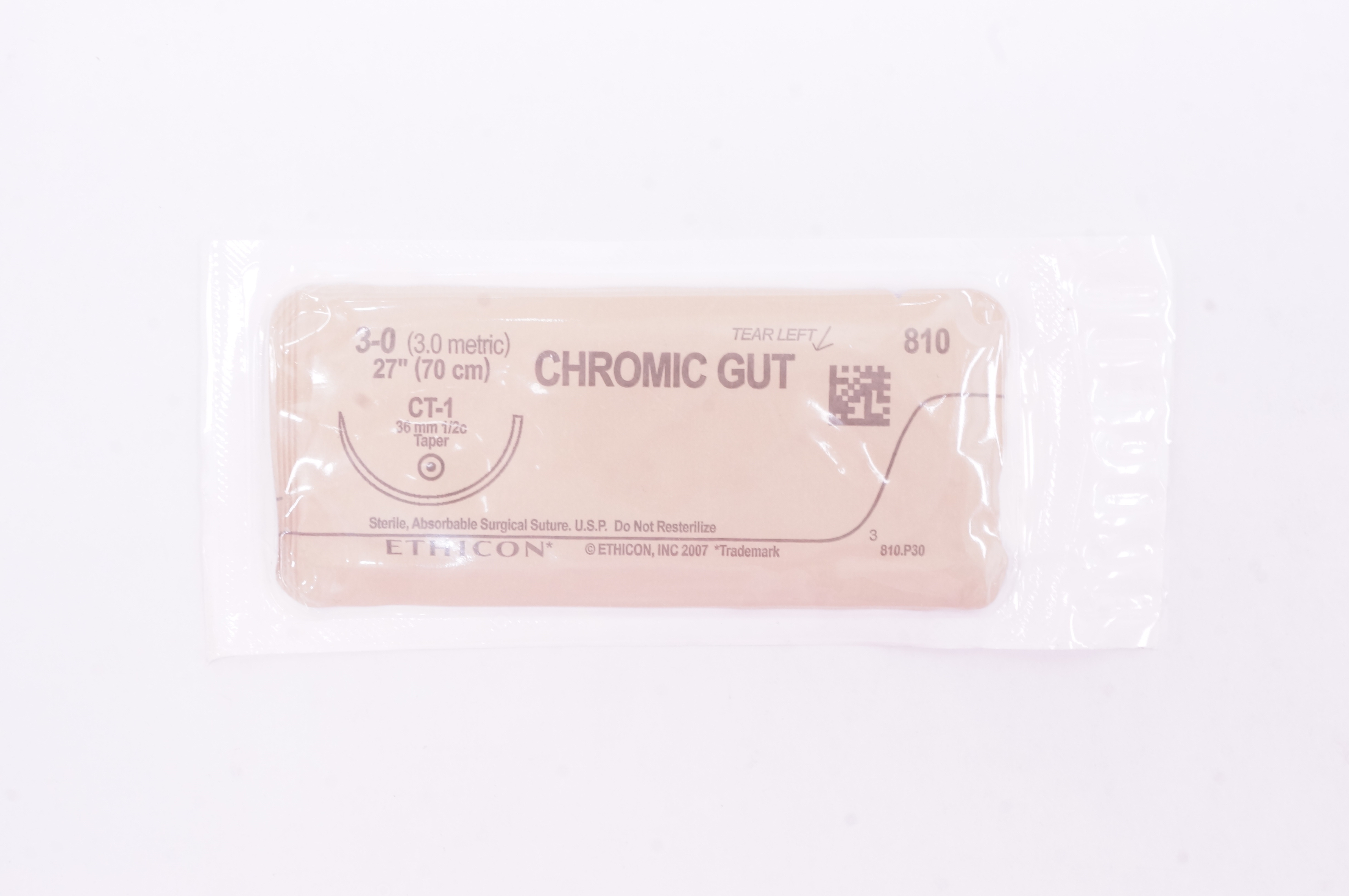 Ethicon 810 3-0 CHROMIC GUT, CT-1 36mm 1/2c Taper, 27inch (x)