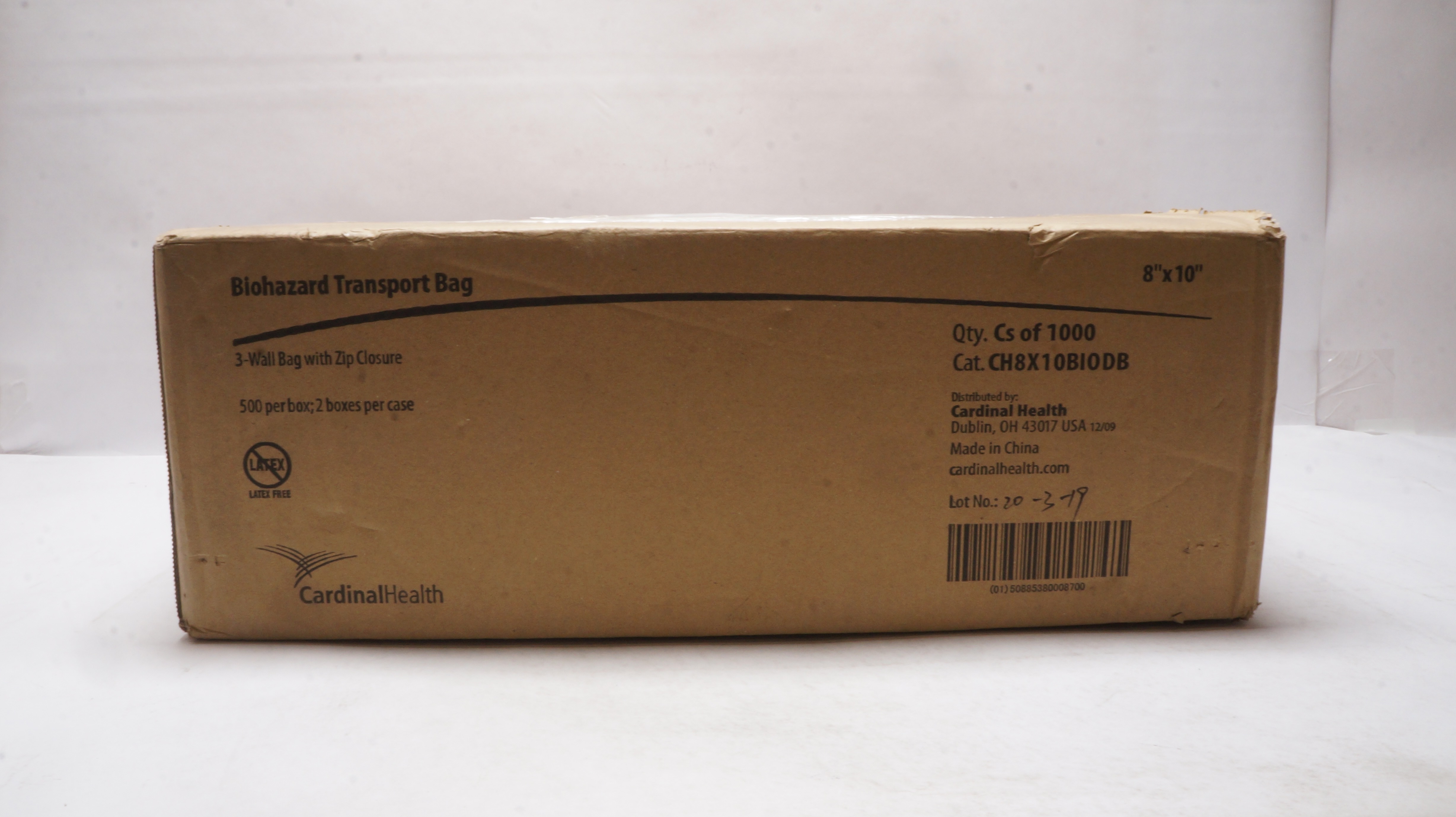 Cardinal Health CH8X10BIODB Biohazard Transport Bag 8In x 10In - Box of 1000